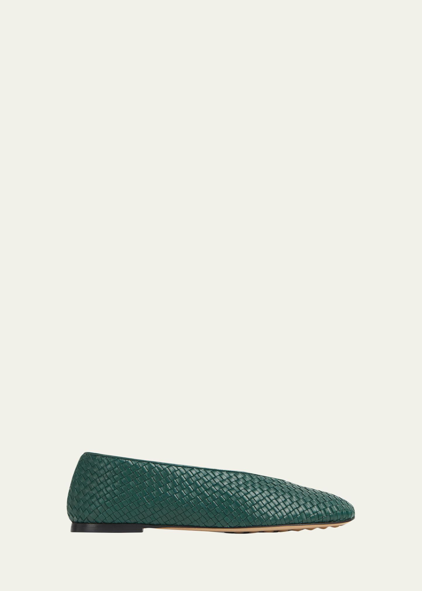 Bottega Veneta Micro Woven Nappa Leather Ballerina Flats