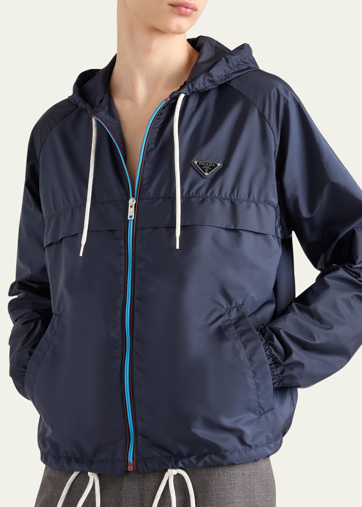 PRADA ネイビー フード付きジャケット Prada Men's Re-Nylon Hooded Jacket - Bergdorf Goodman