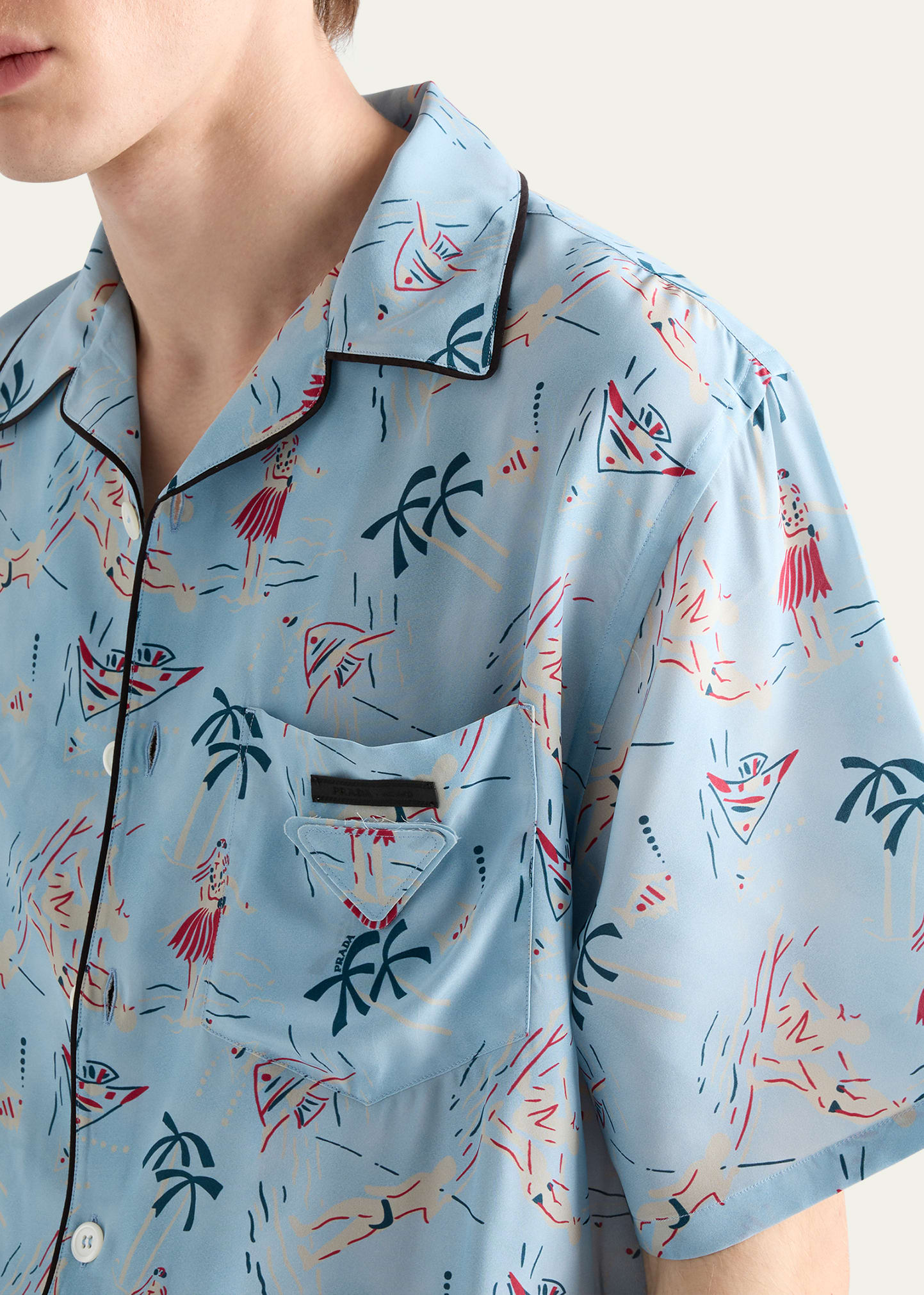 Prada Men's Hawaiian-Print Short-Sleeve Shirt - Bergdorf Goodman