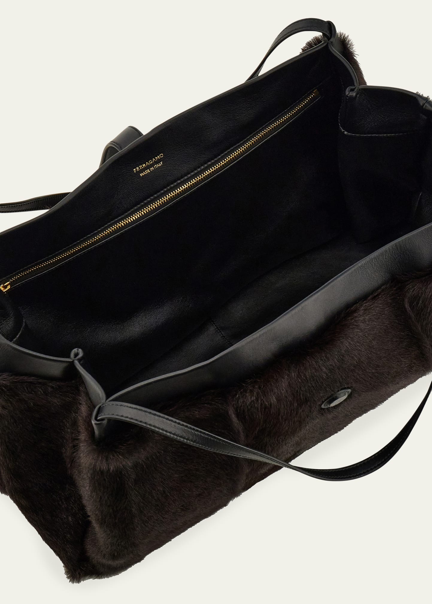 Ferragamo Large Mink-Effect Fur & Leather Tote Bag - Bergdorf Goodman
