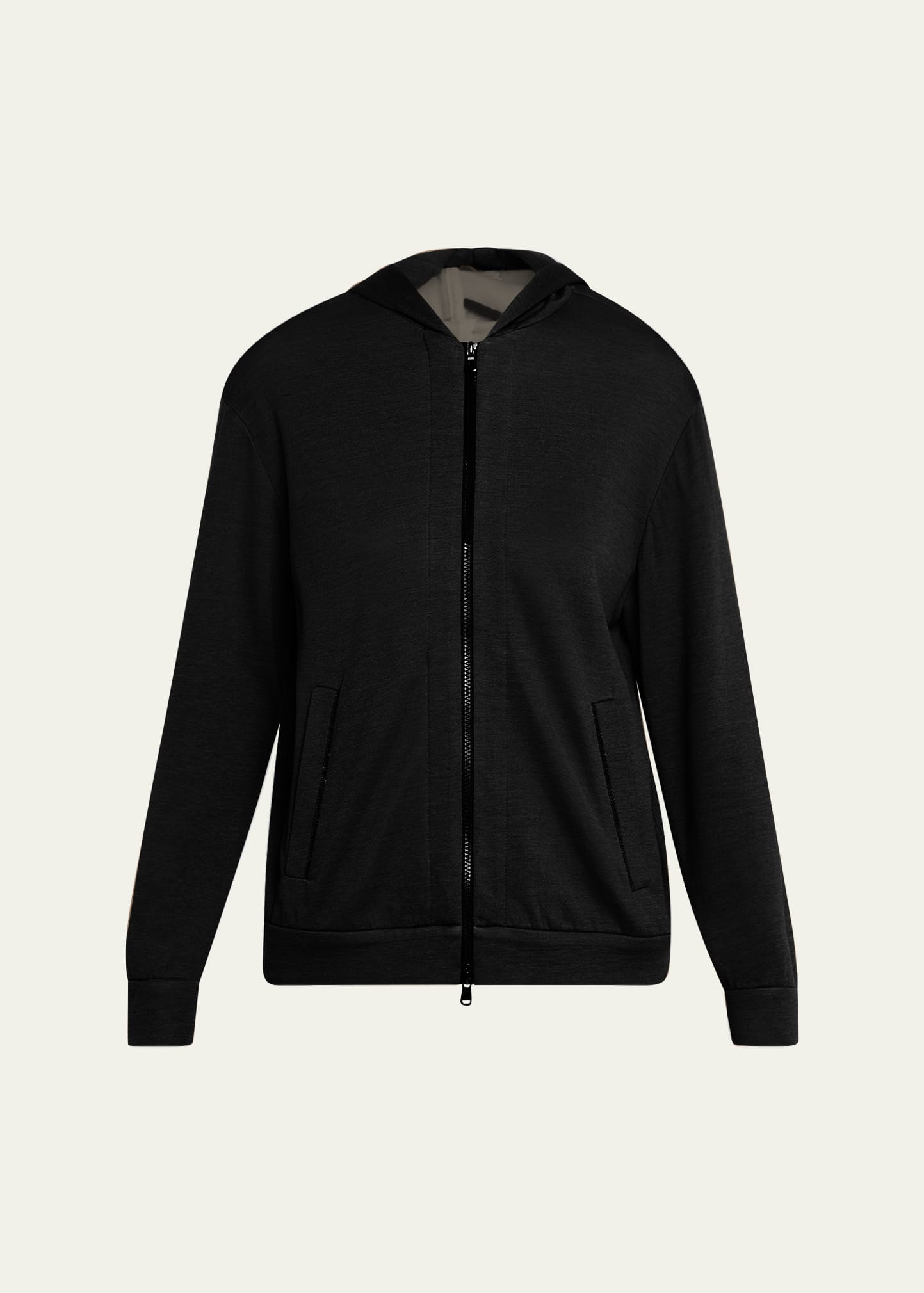 Brunello Cucinelli Monili-Trim Cotton-Silk Felpa Zip Hooded