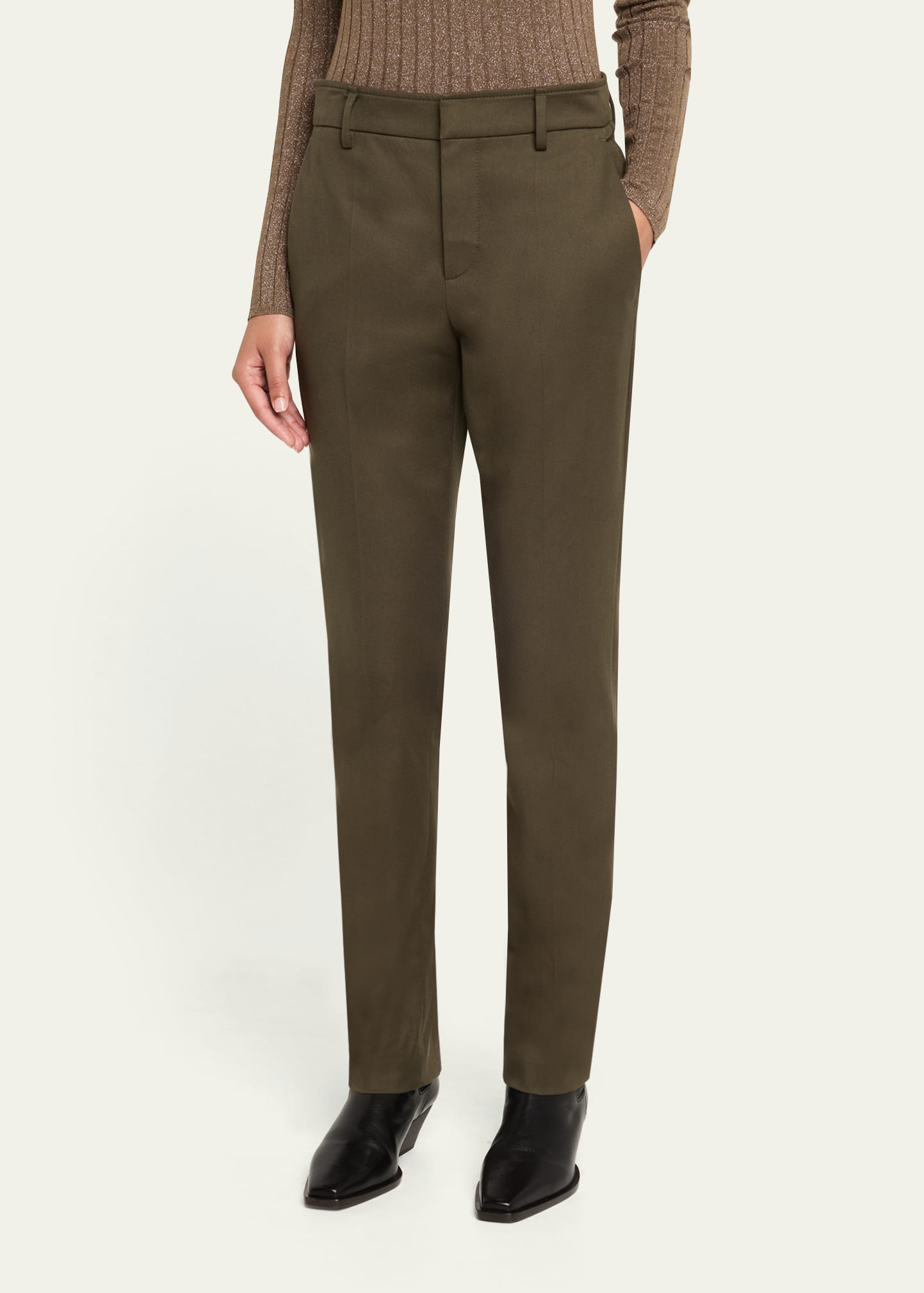 Brunello Cucinelli Cotton Stretch Slim-Leg Cigarette Pants