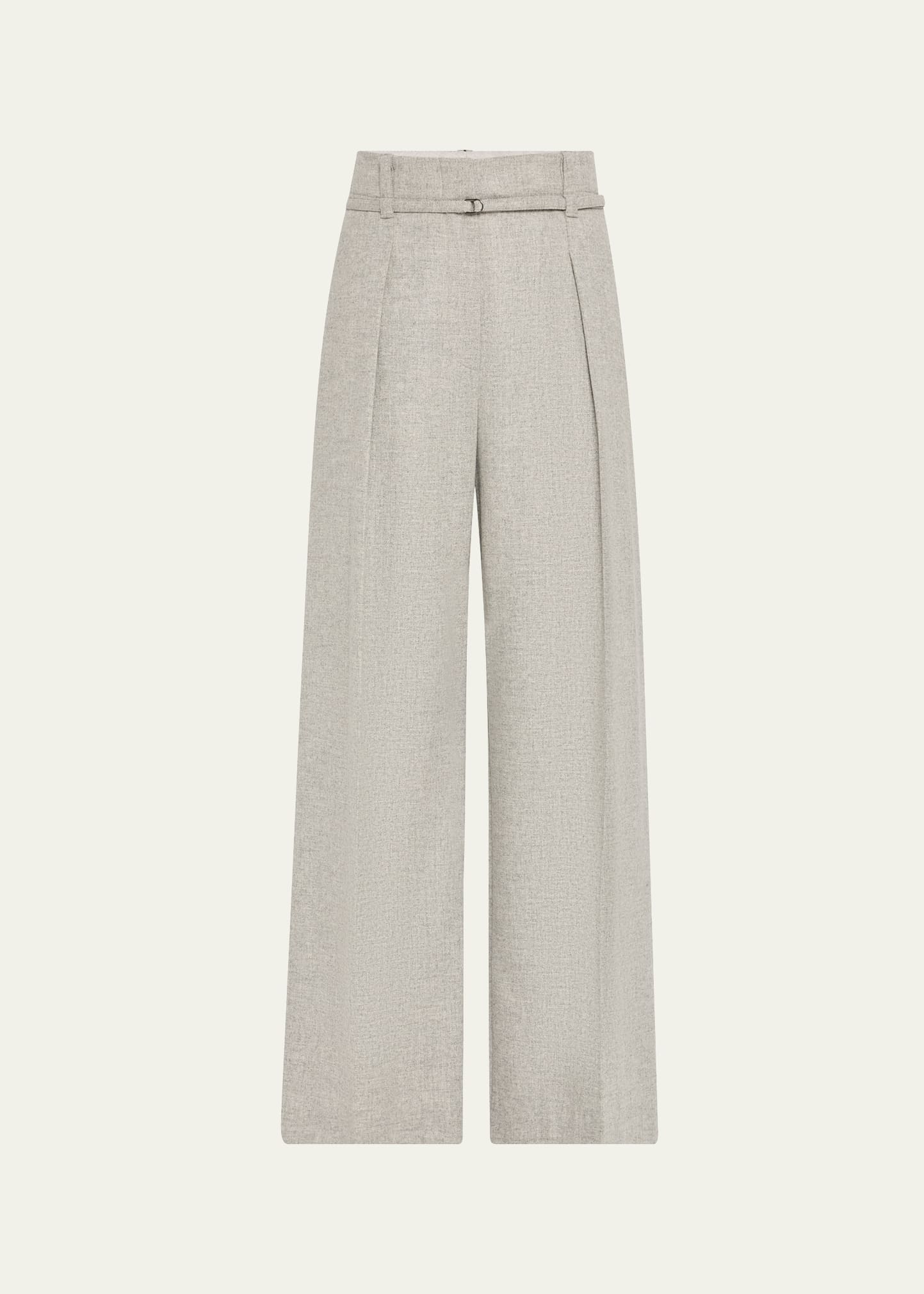 Brunello Cucinelli Cashmere-Wool Flannel Wide Sartorial