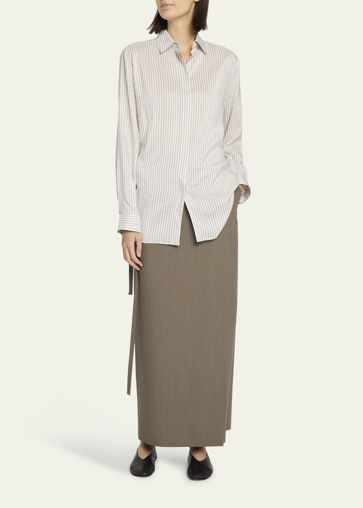 ミニスカート [The Row] Toreva Skirt in Wool and Silk The Row Toreva Skirt in Wool and Silk | REVERSIBLE