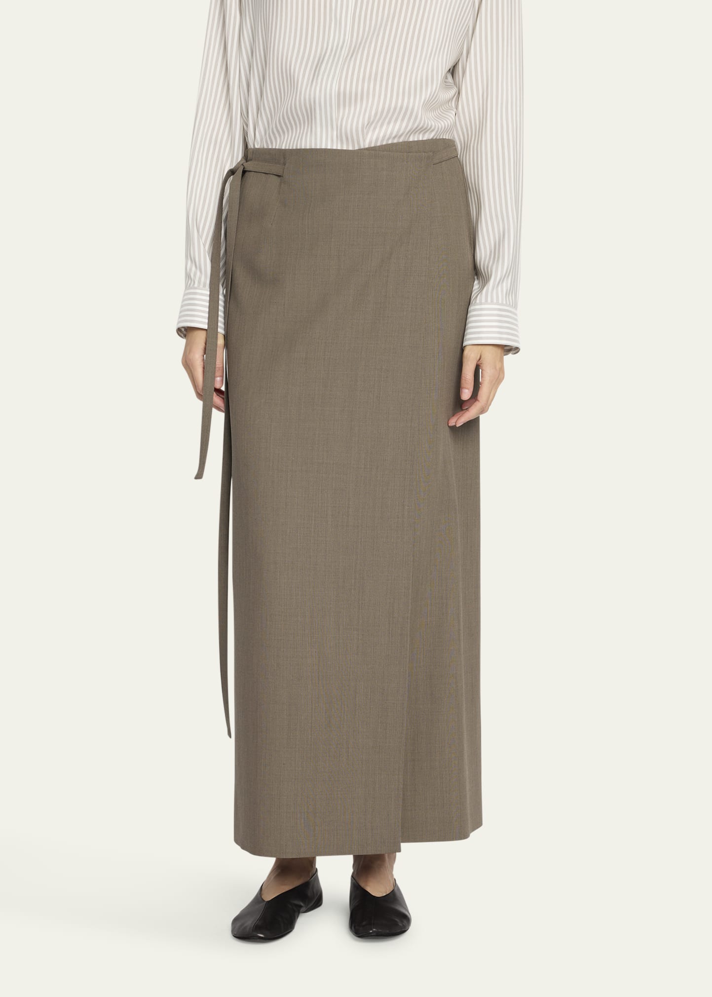ミニスカート [The Row] Toreva Skirt in Wool and Silk Toreva Skirt Brown in Wool and Silk – The Row