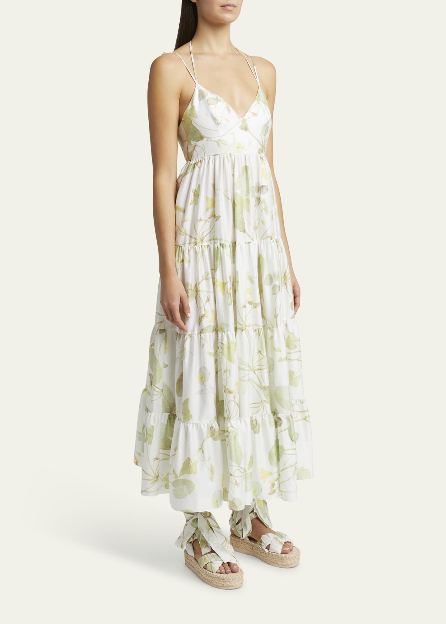 maxi phare dress earth pressed floral Green Floral Flowy Dress