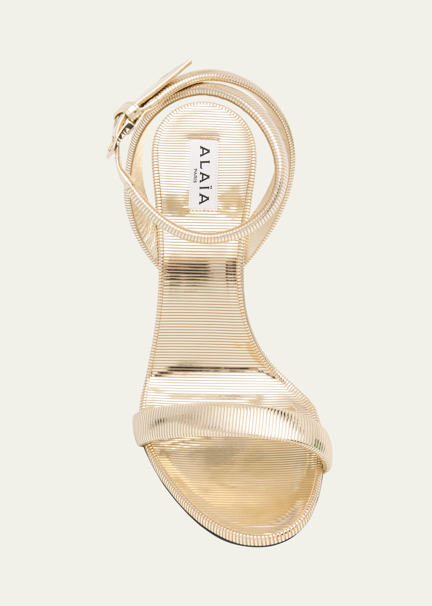 ALAIA Metallized Leather Ankle-Strap Sandals - Bergdorf Goodman