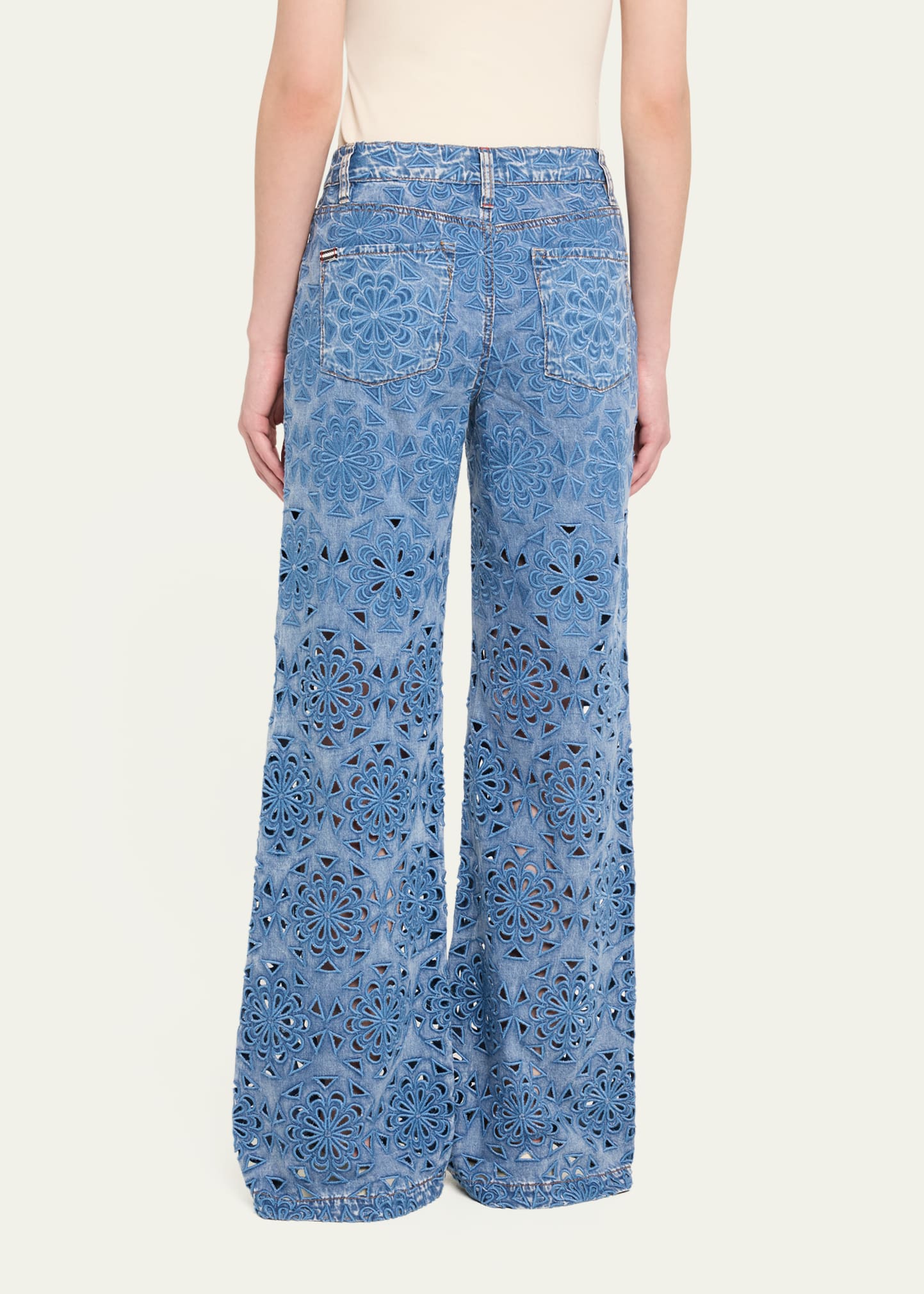 ALICE + OLIVIA Weezy Laser-Cut Wide-Leg Jeans - Bergdorf Goodman