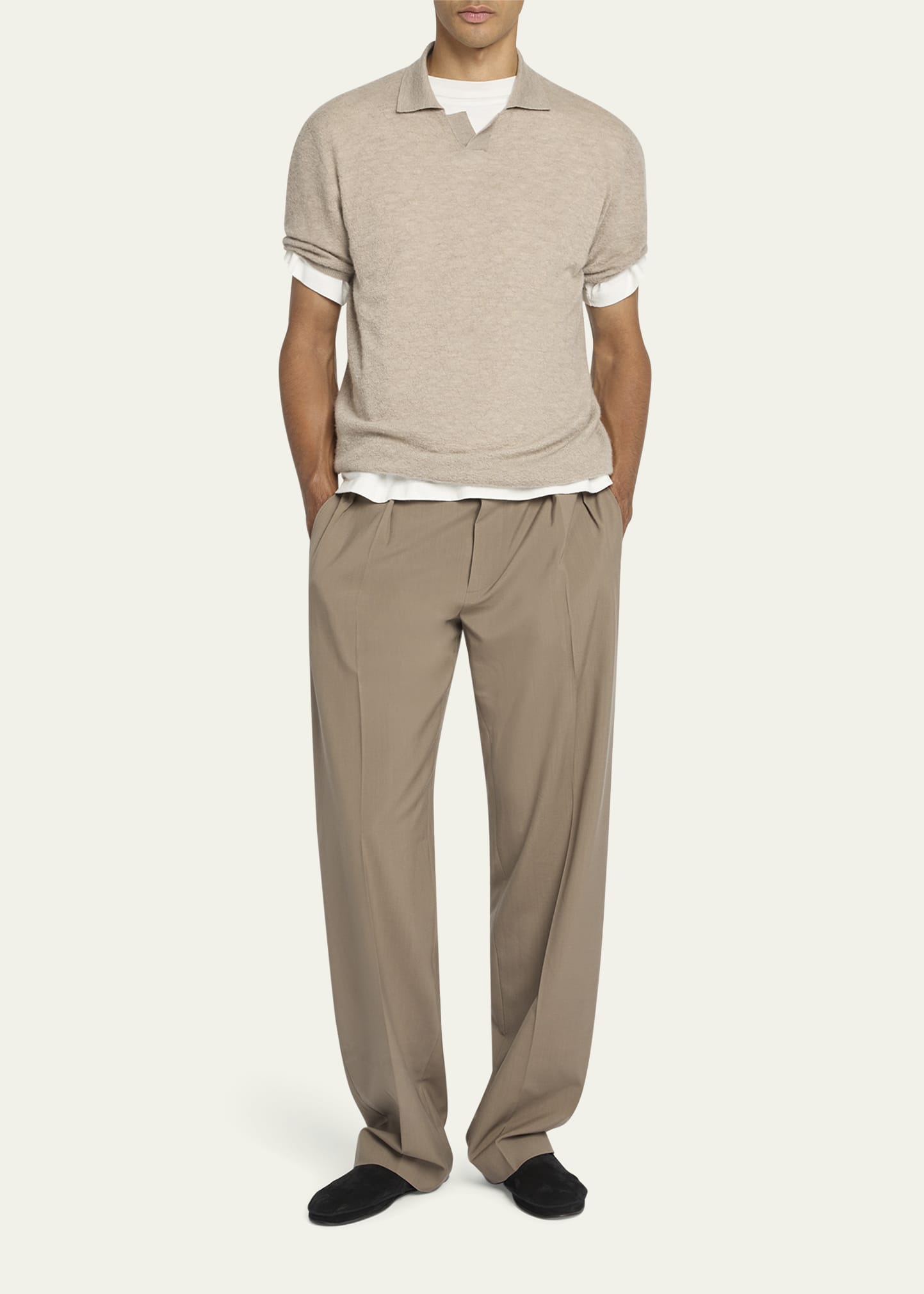 THE ROW Men's Mikeno Pleated Wool Pants - Bergdorf Goodman