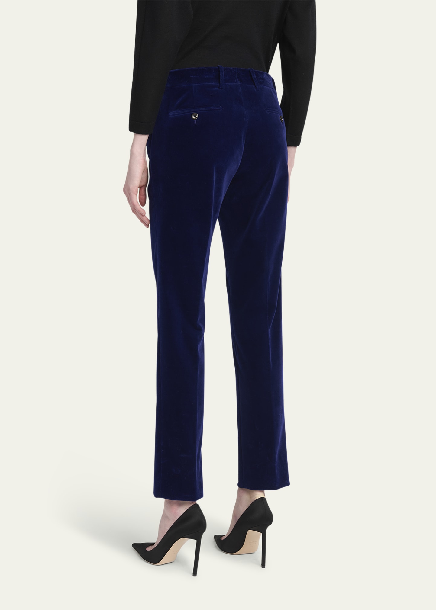 velvet cigarette trousers JIGSAW Velvet Cigarette Trousers Fly fastening with concealed zip and covered button on the middle front Perfect vintage velvet cigarette pants.