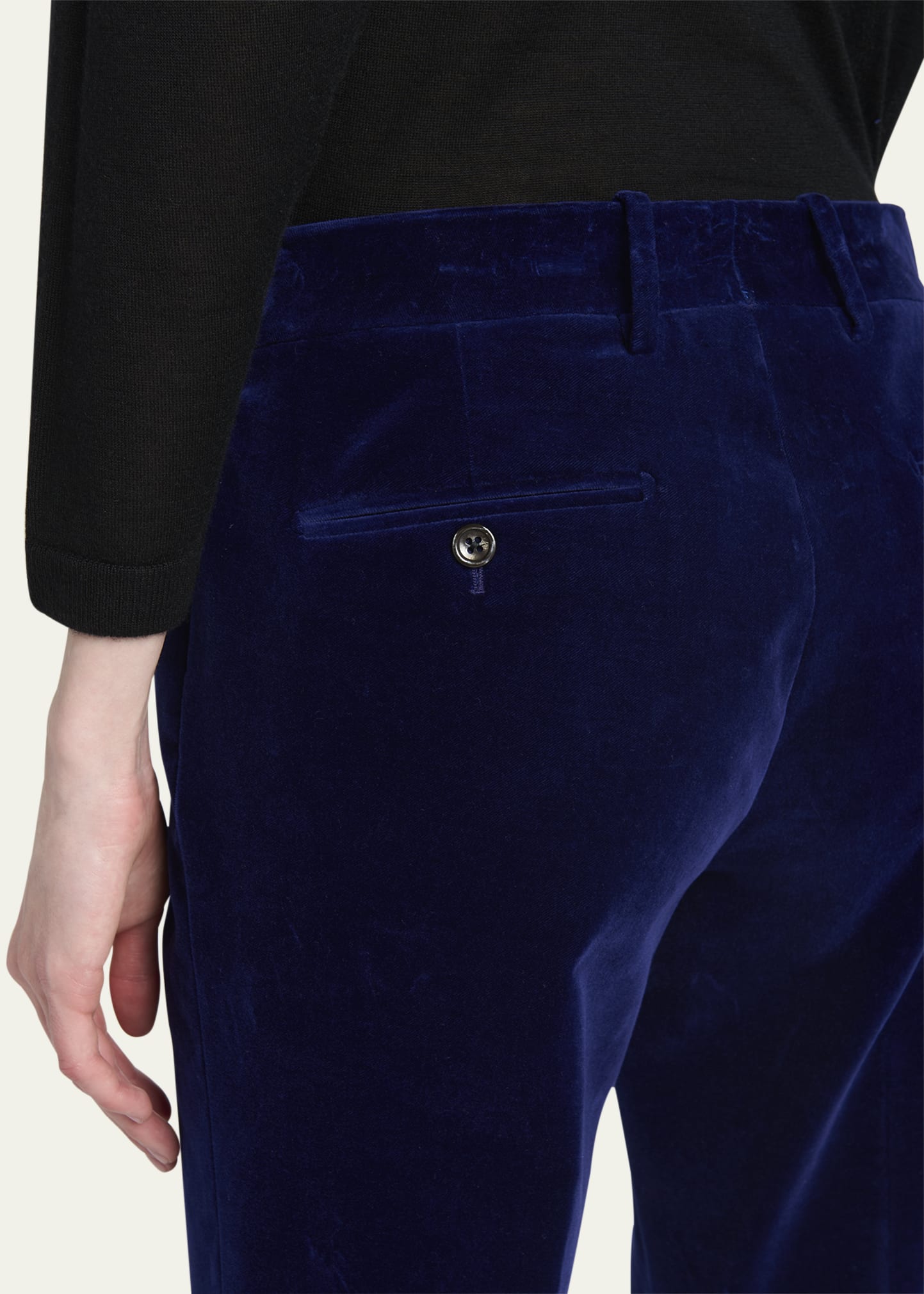velvet cigarette trousers PANTS High elasticated waist Vtg 1950's/1960's Black Velvet Cigarette