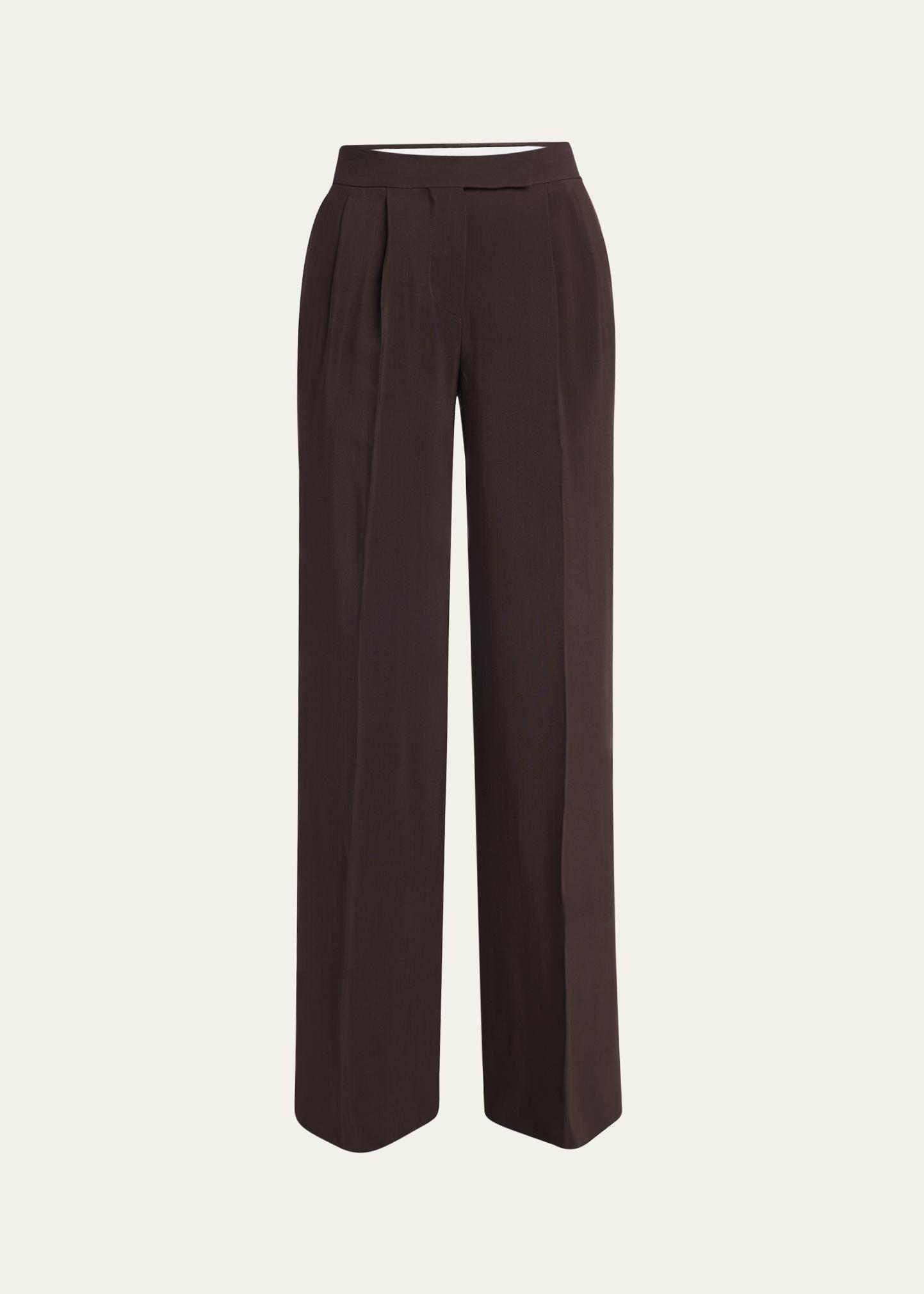 Tom Ford Pleated Viscose-Wool Wide-Leg Pants