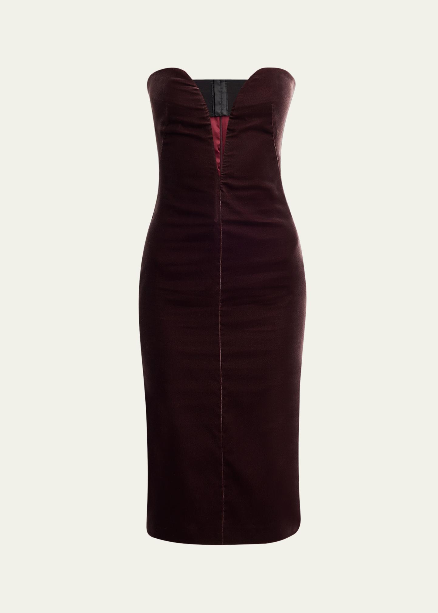 Tom Ford Plunging Strapless Velvet Dress