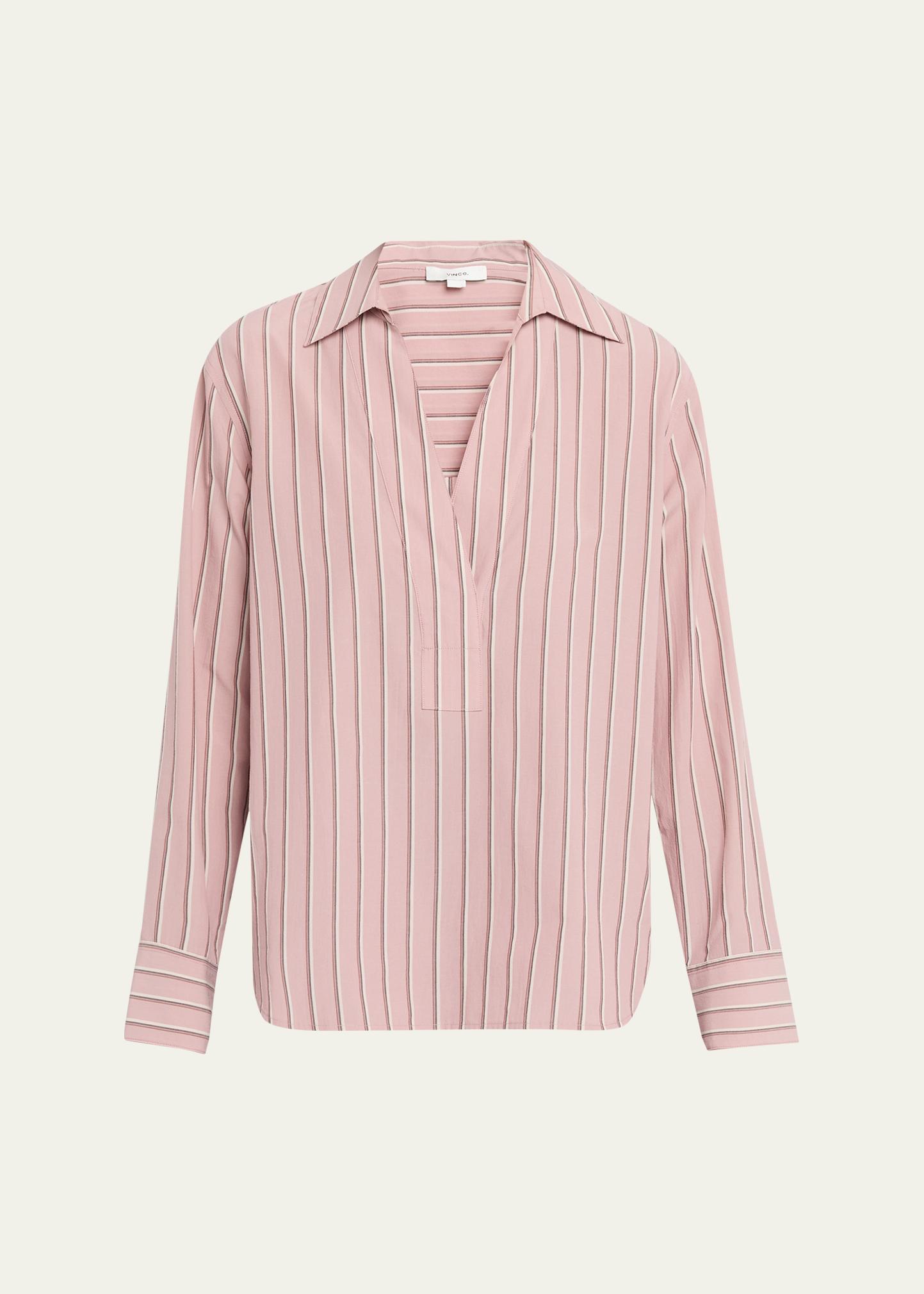Vince Pinstripe Long-Sleeve Popover Shirt - Bergdorf Goodman