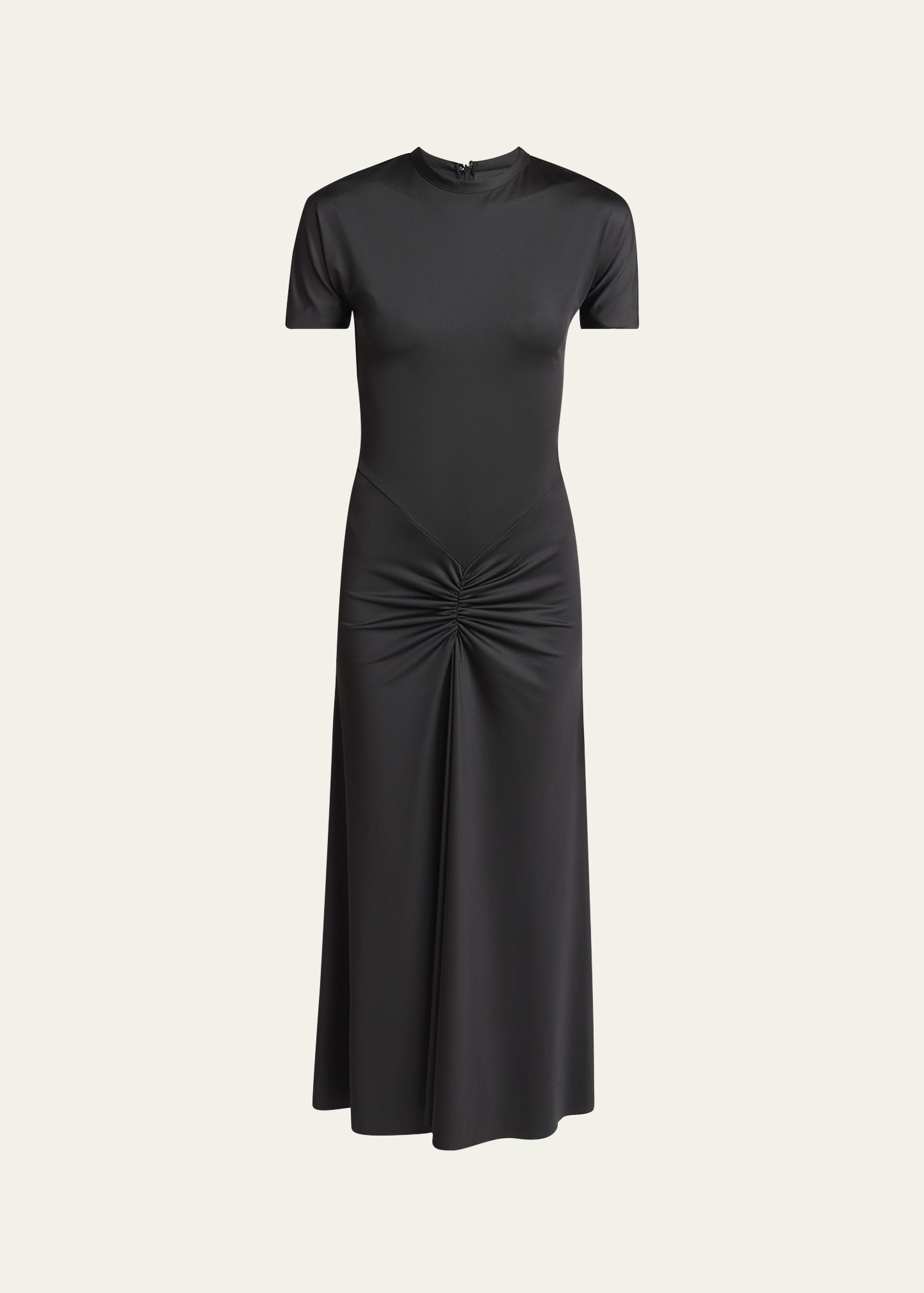 Victoria Beckham Gathered Drop-Waist Midi T-Shirt Dress
