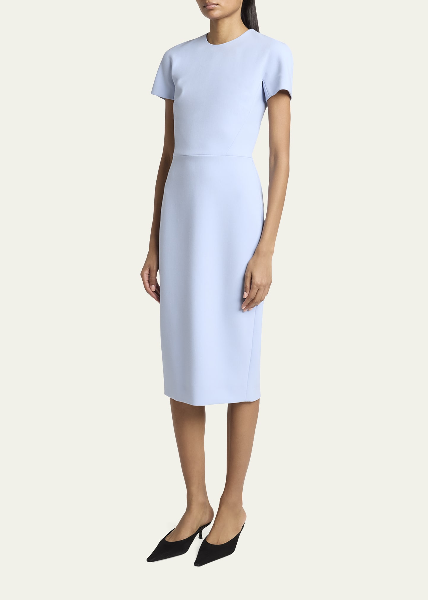 victoria beckham t shirt dress Fitted Wool Blend T-Shirt Dress