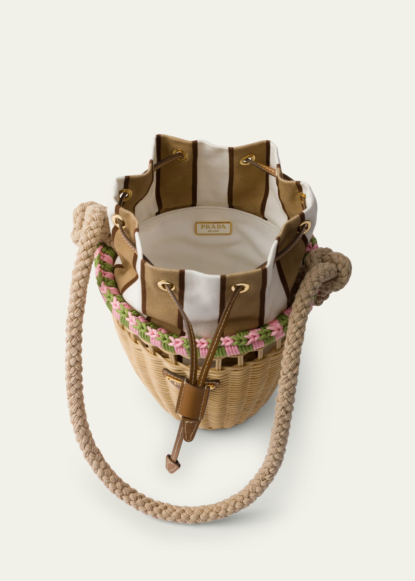 ⭐︎PRADA⭐︎17点セット 巾着布袋6枚+ 手提げ11枚 mi017 Prada Basket Rope Rattan Bucket Bag - Bergdorf Goodman