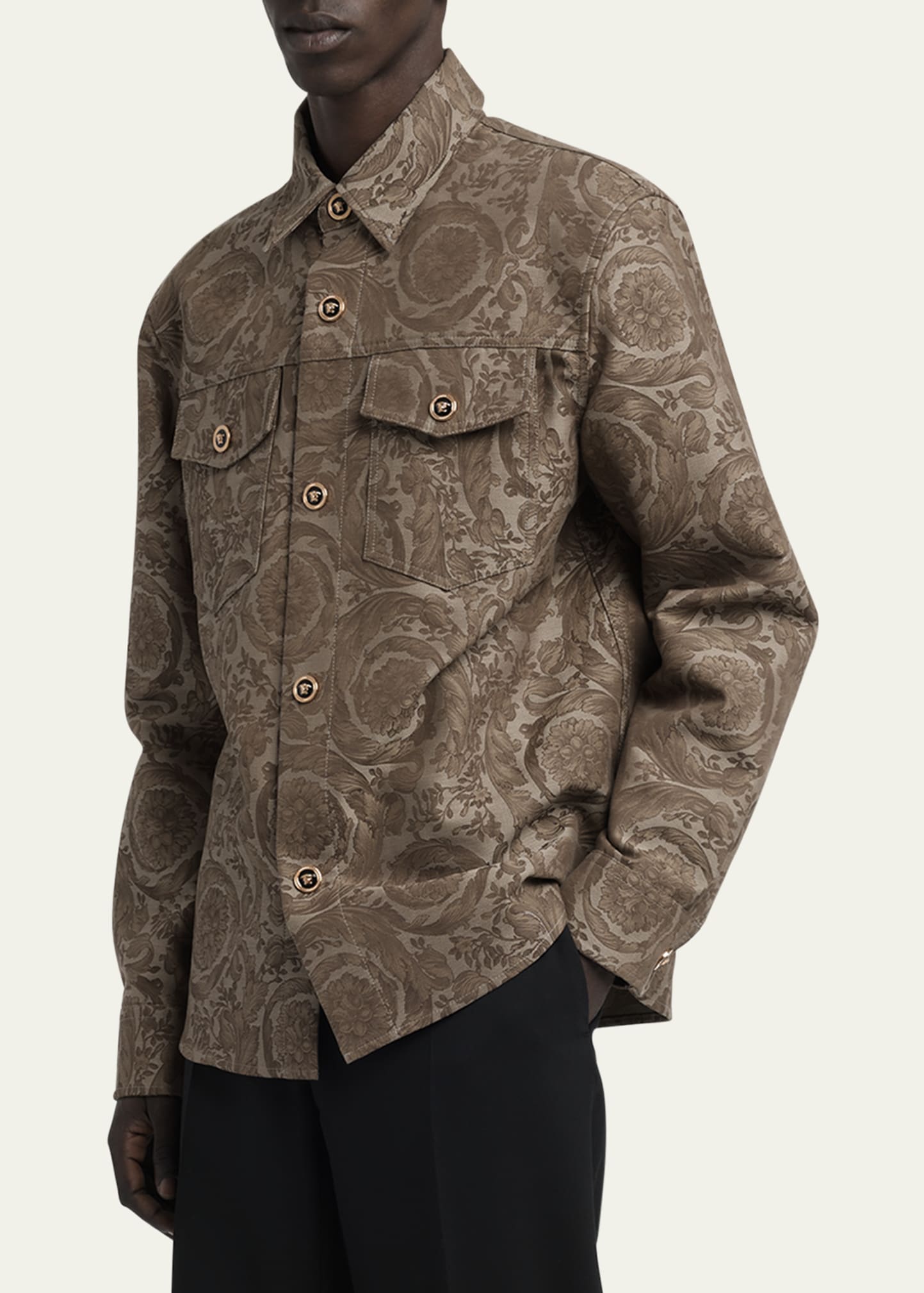 Versace★素敵！Fabric Barocco Jacquard Light Brown Pouch Versace☆素敵！Fabric Barocco Jacquard Light Brown Pouch