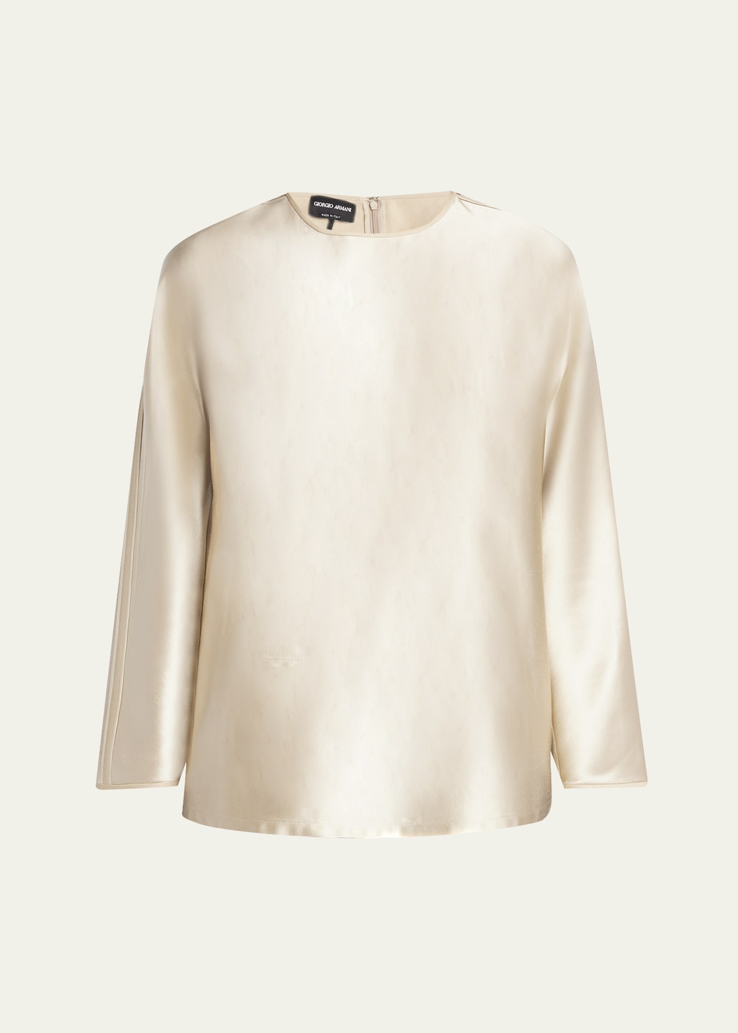 Giorgio Armani Tonal Piping Long-Sleeve Silk Blouse - Bergdorf Goodman