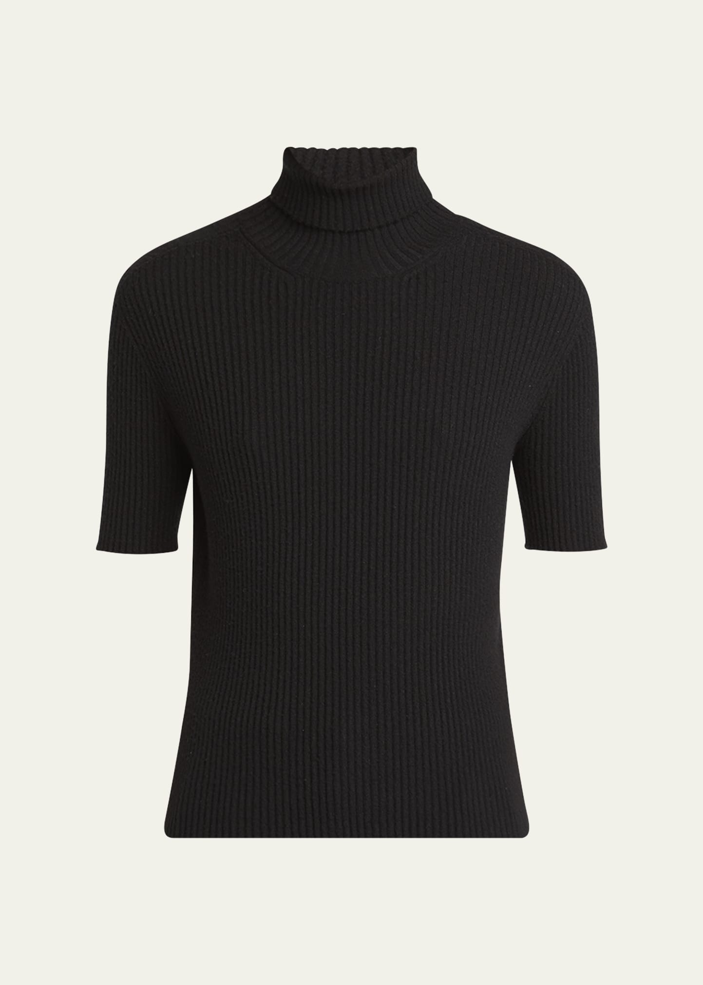 Giorgio Armani Turtleneck Short-Sleeve Cashmere Rib Sweater