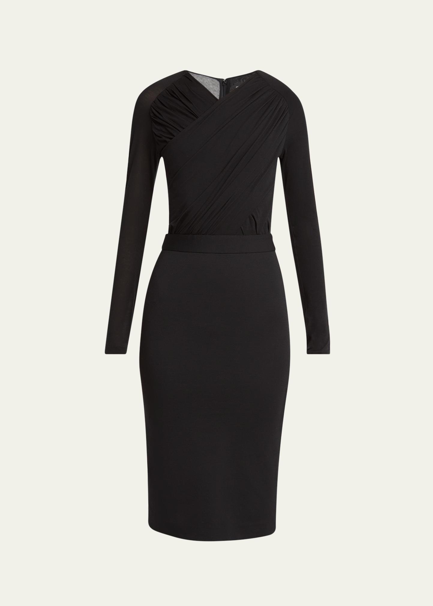 Giorgio Armani Ruched Jersey Long-Sleeve Midi Dress - Bergdorf Goodman