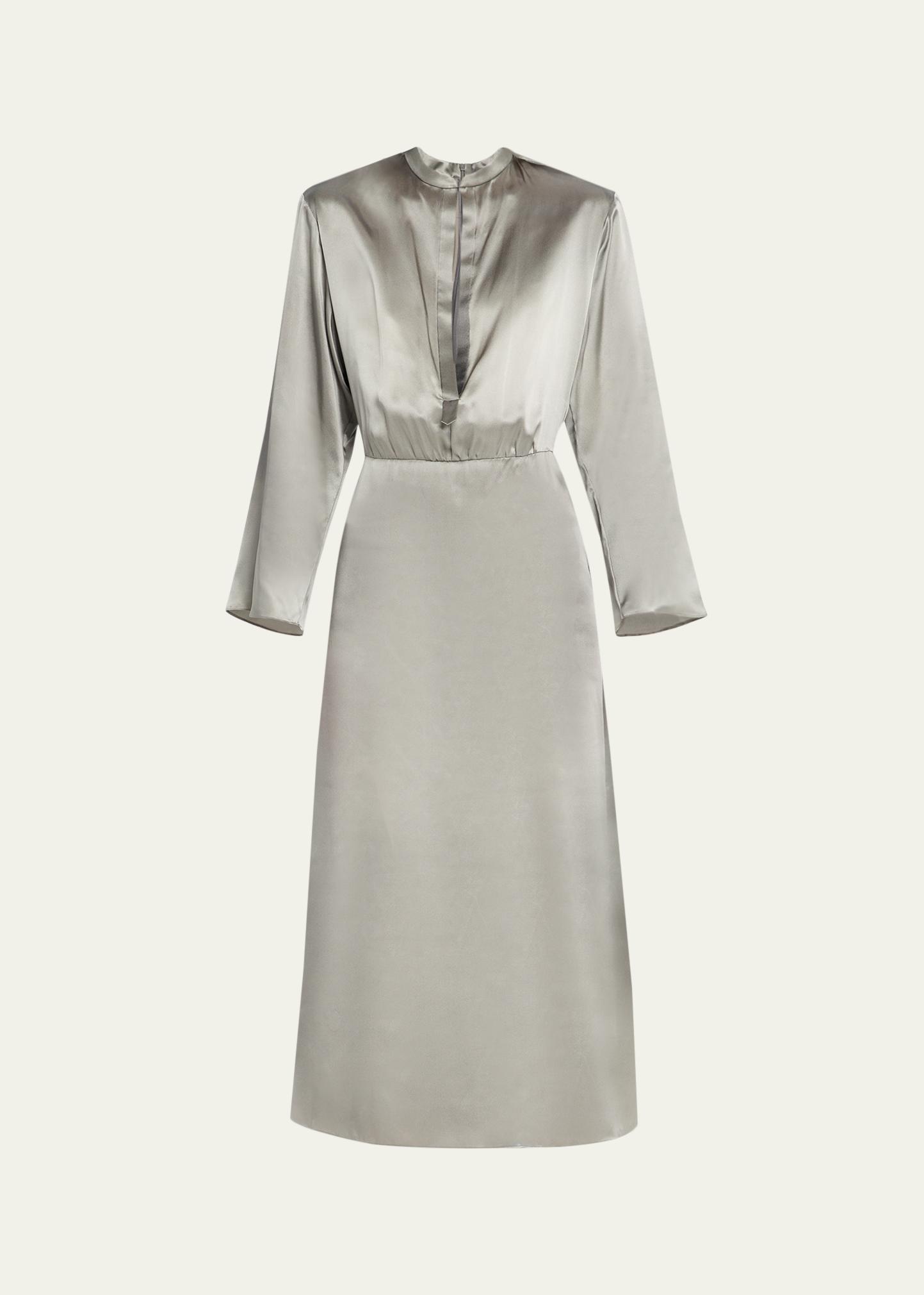 Giorgio Armani Ombre Print Silk Long-Sleeve Midi Dress - Bergdorf