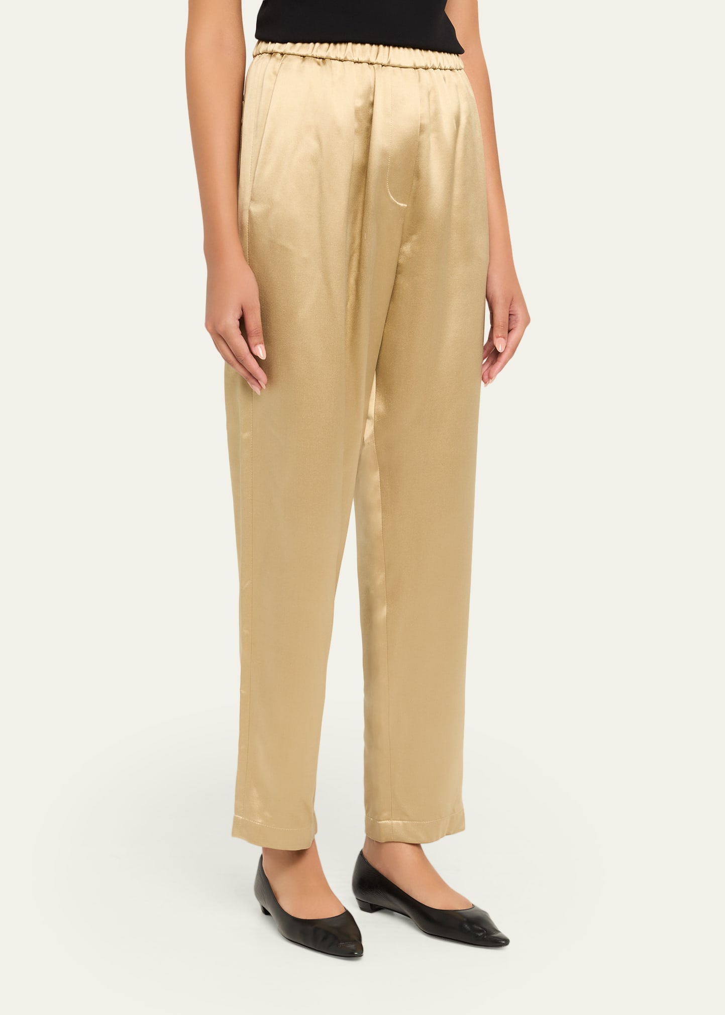 Giorgio Armani Relaxed-Leg Silk Pull-On Trousers - Bergdorf Goodman