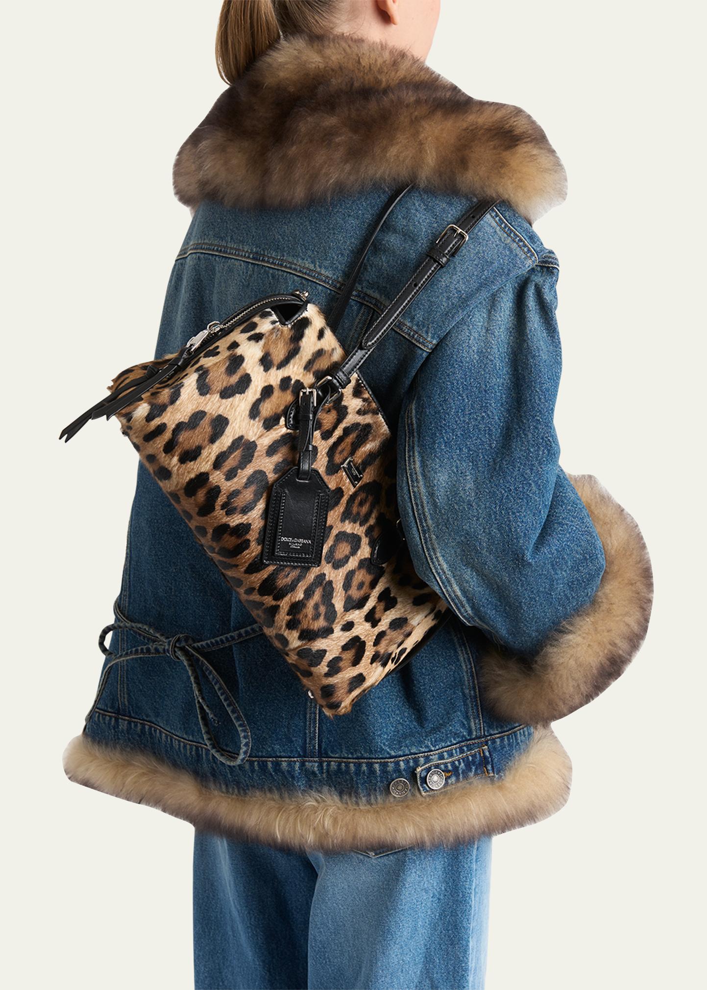 Dolce&Gabbana Vittoria Cheetah-Print Pony Hair Shoulder Bag
