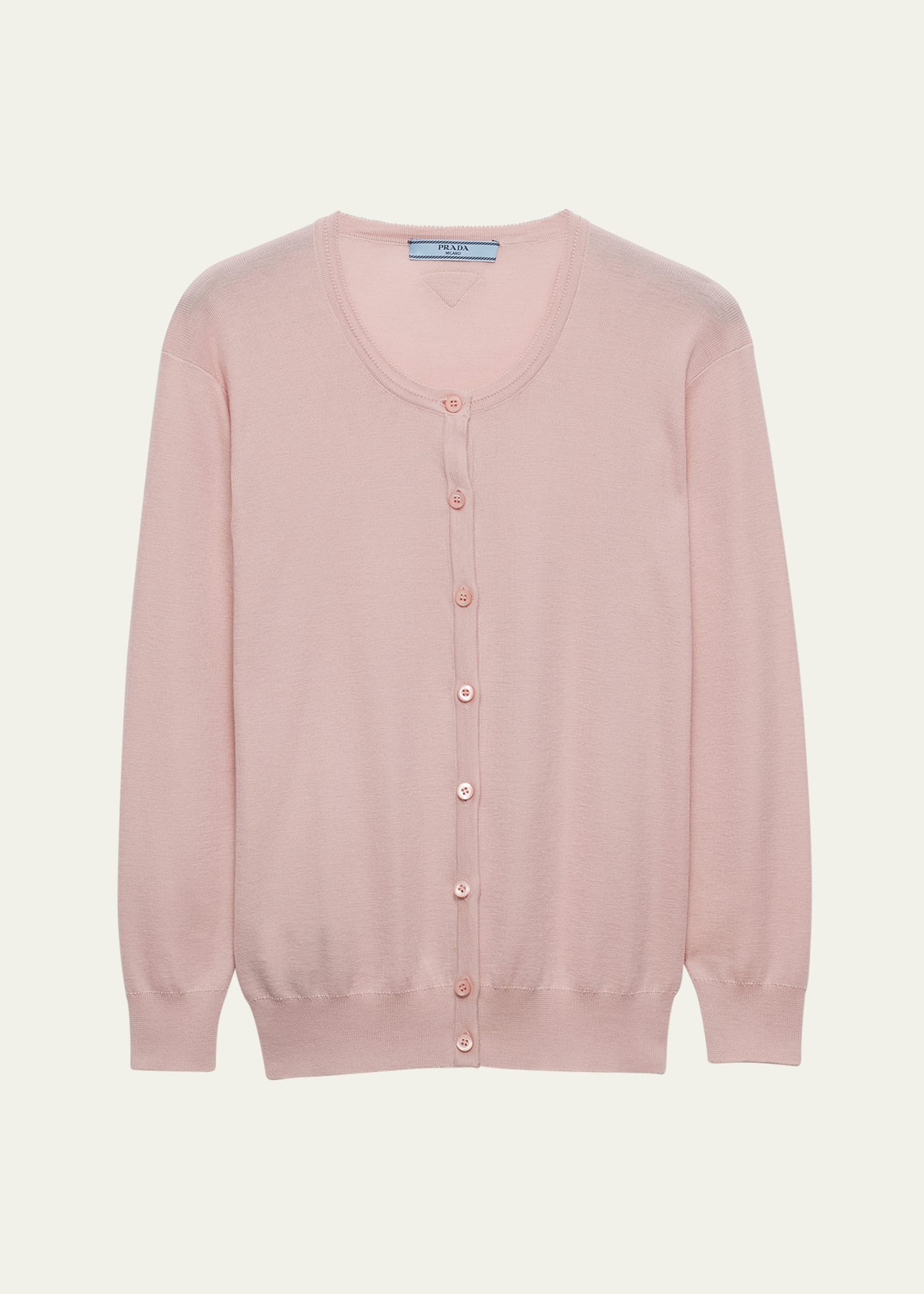 Prada Silk-Cotton Double Crewneck Cardigan - Bergdorf Goodman