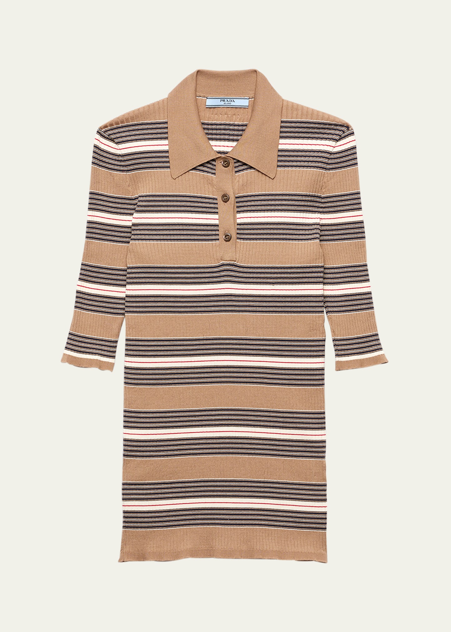 Prada Stripe Ribbed Knit Polo Shirt - Bergdorf Goodman