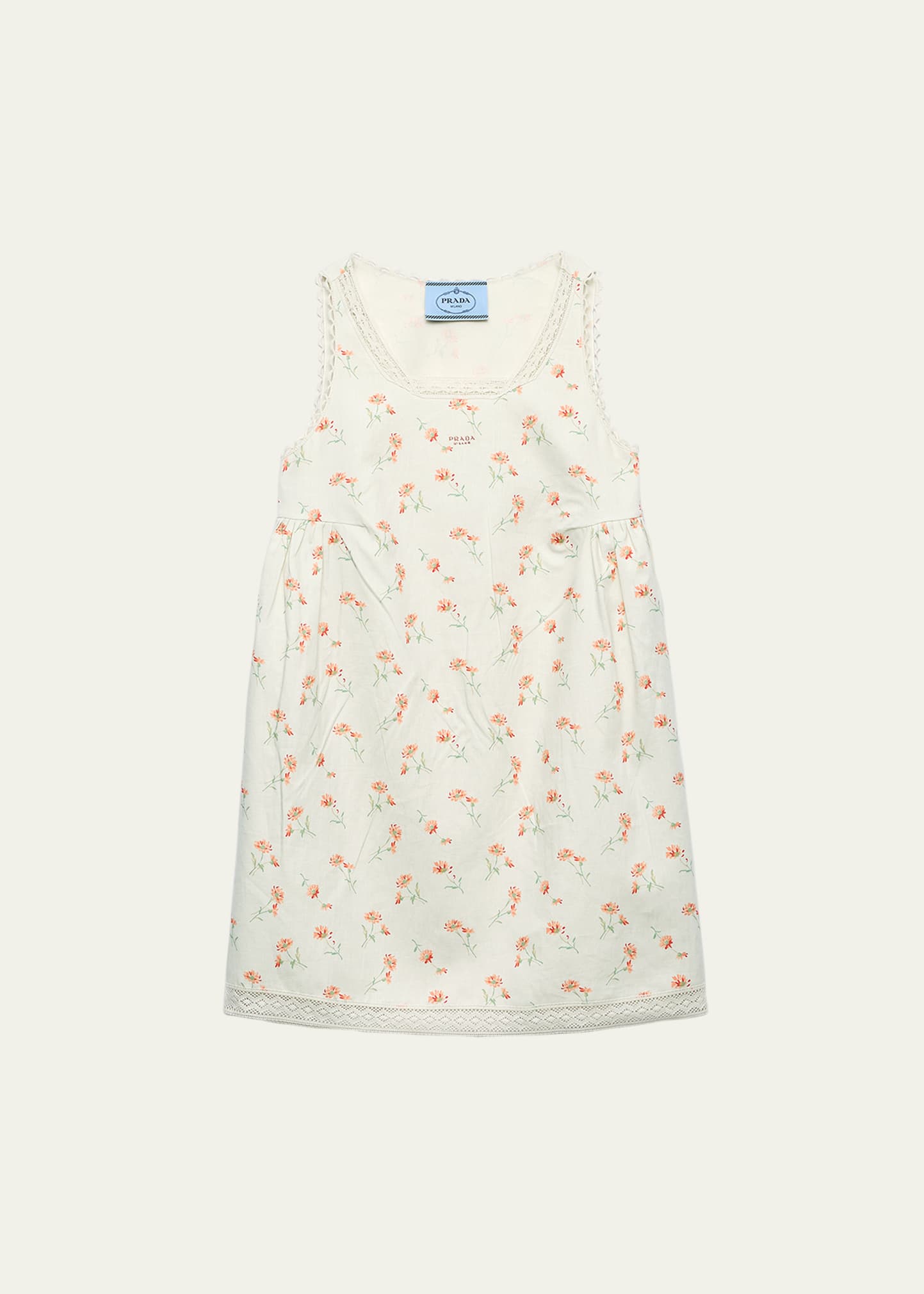 Lino Flower-Print Sleeveless Mini Babydoll Dress