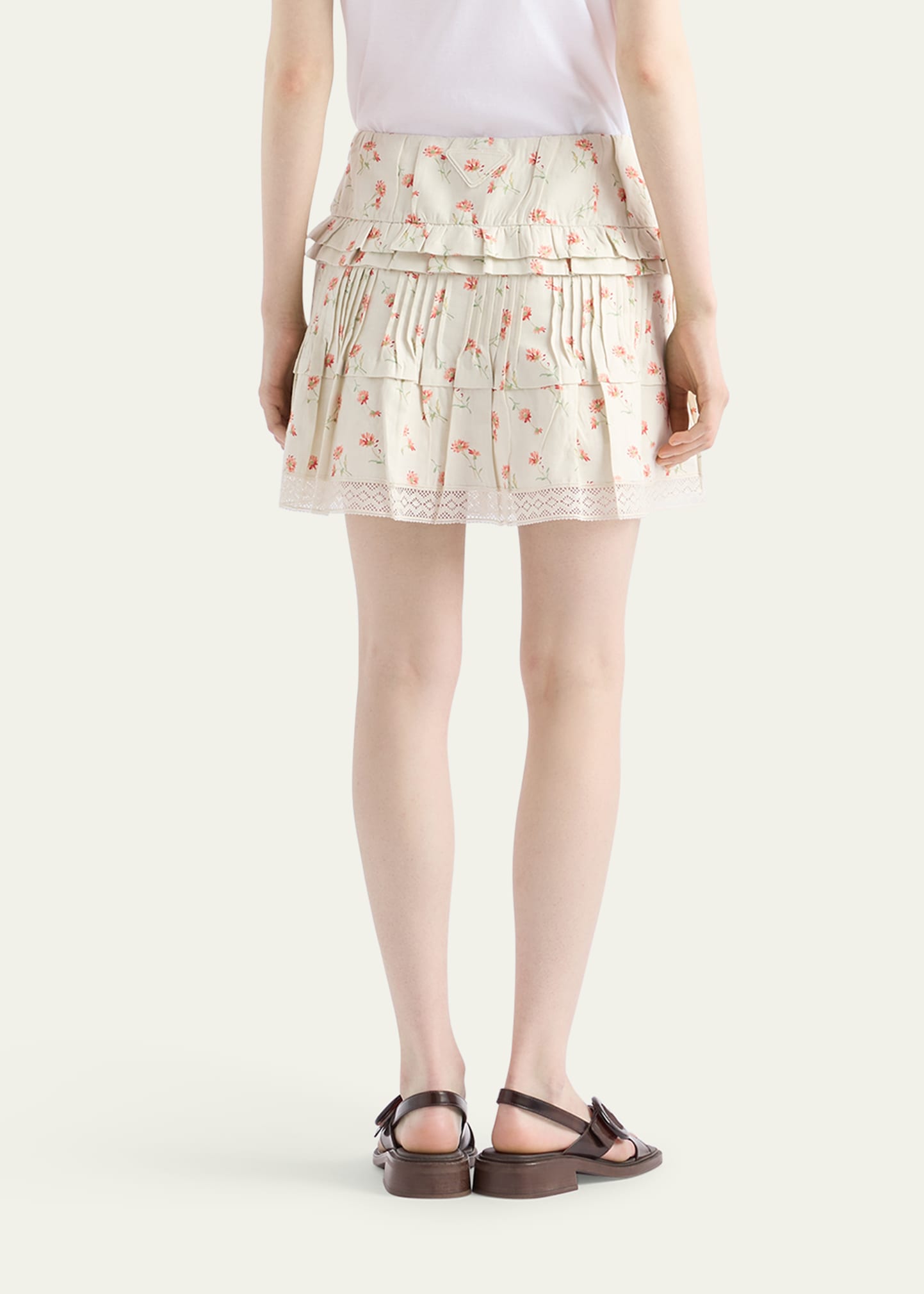 スカート PRADA SAND-COLOURED MINI SKIRT WITH SILK PRINT Prada Sand-coloured mini skirt with silk print | TheDoubleF