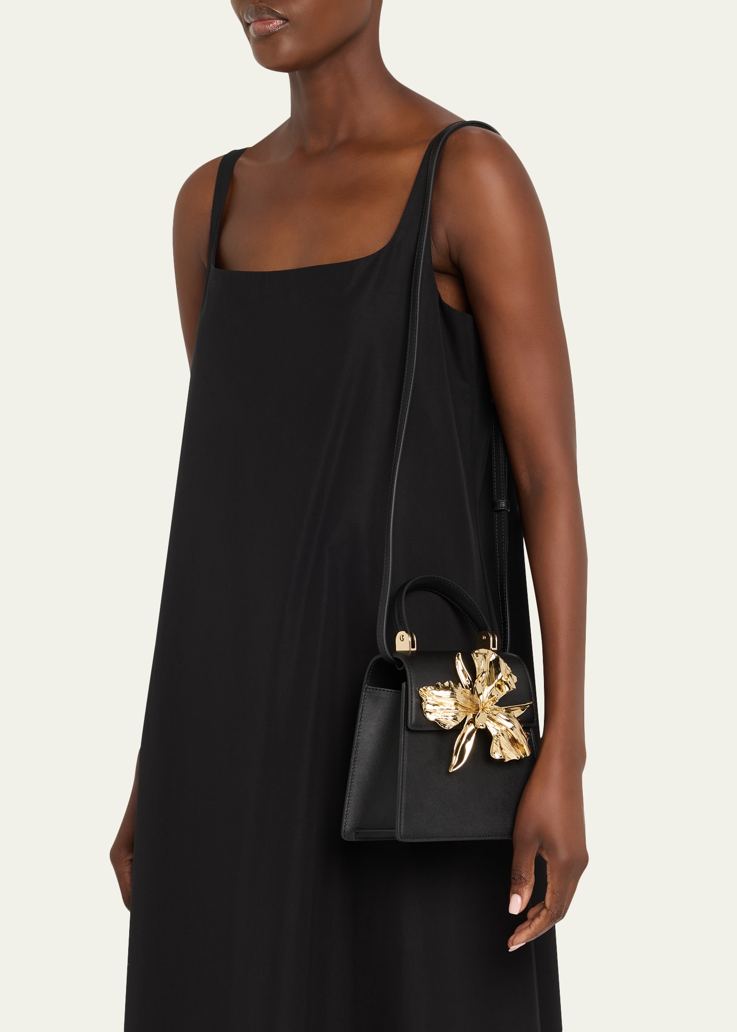 Cult Gaia Emilia Flower-Embellished Leather Top-Handle Bag