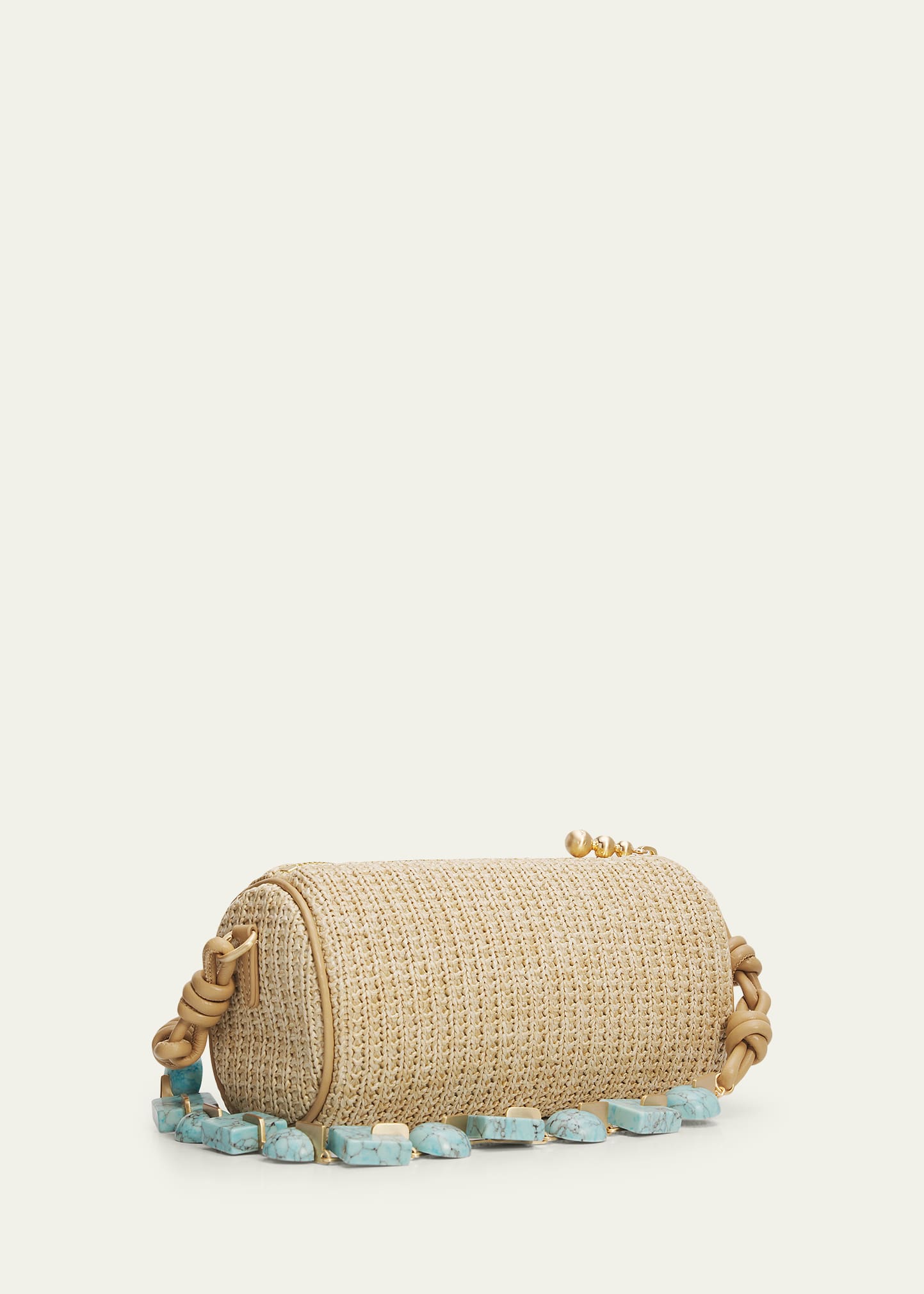 Cult Gaia Zozina Stone-Embellished Raffia Shoulder Bag - Bergdorf
