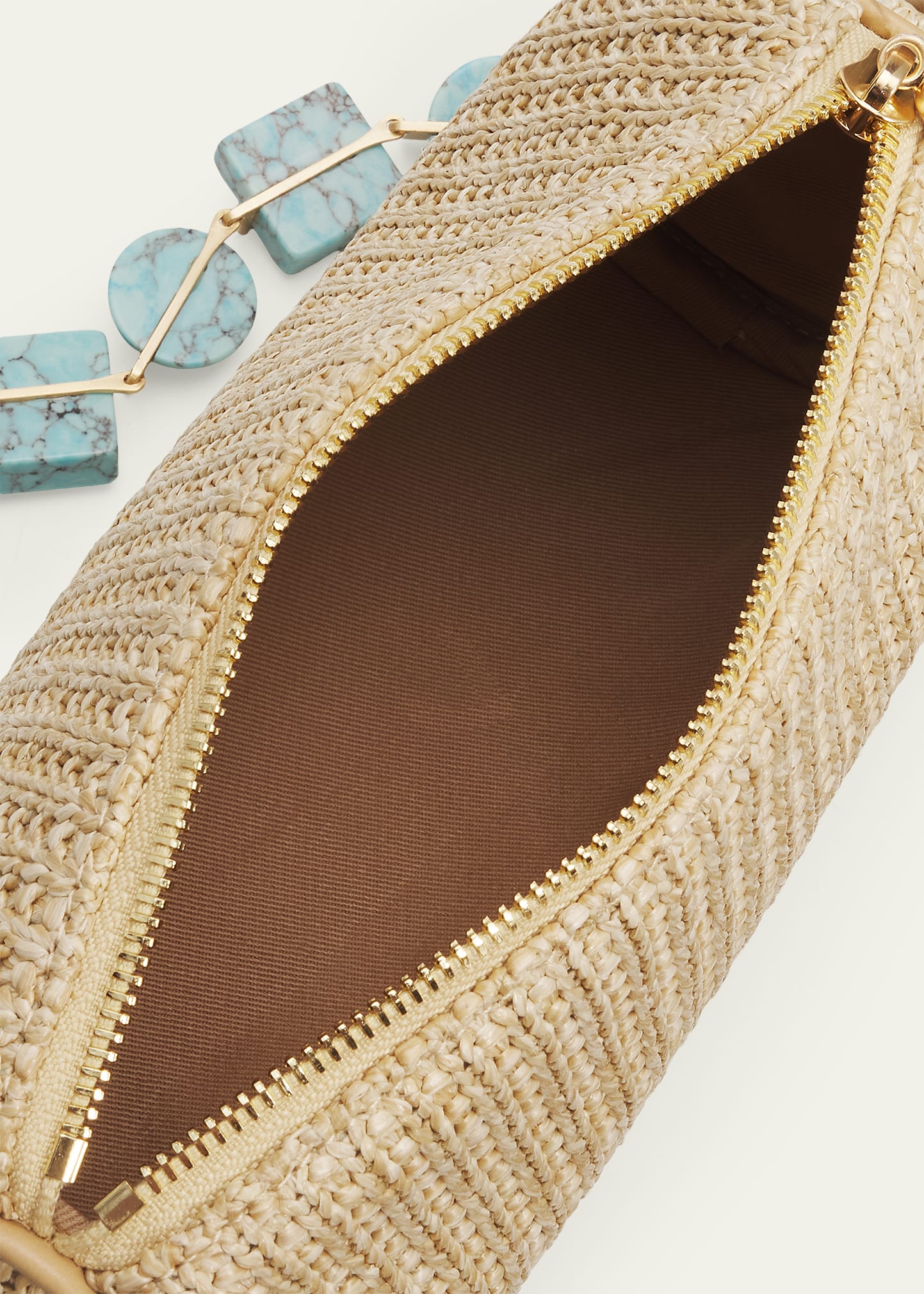 Cult Gaia Zozina Stone-Embellished Raffia Shoulder Bag - Bergdorf