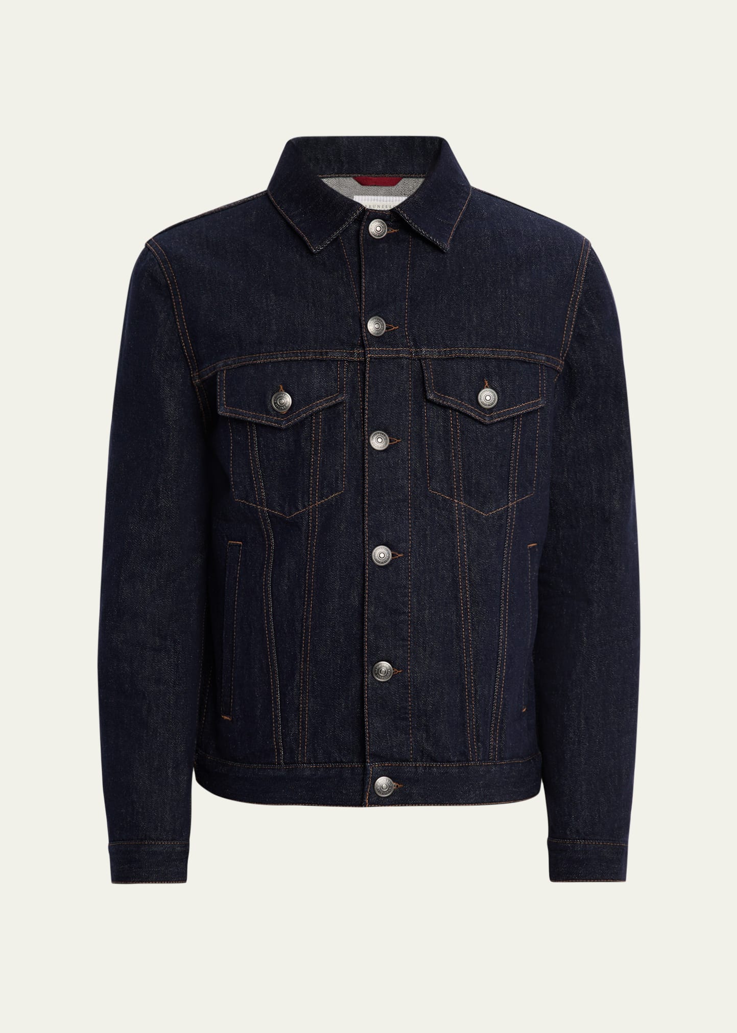 【送料&関税込】Brunello Cucinelli Beige Denim Jacket 2395$ Brunello Cucinelli - Mens Dyed Beige Denim Trucker