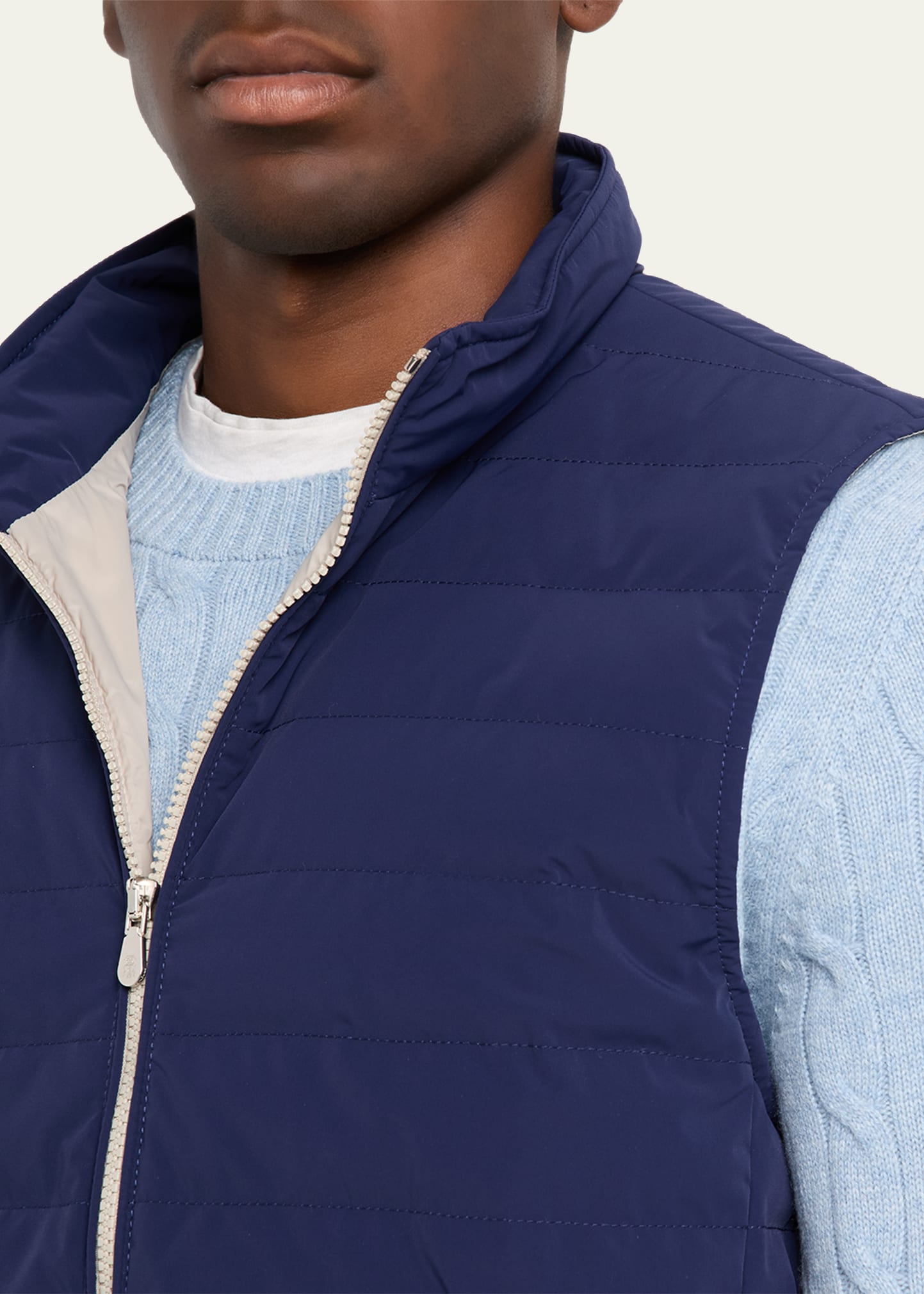 Brunello Cucinelli Men's Down Quilted Nylon Full-Zip Vest