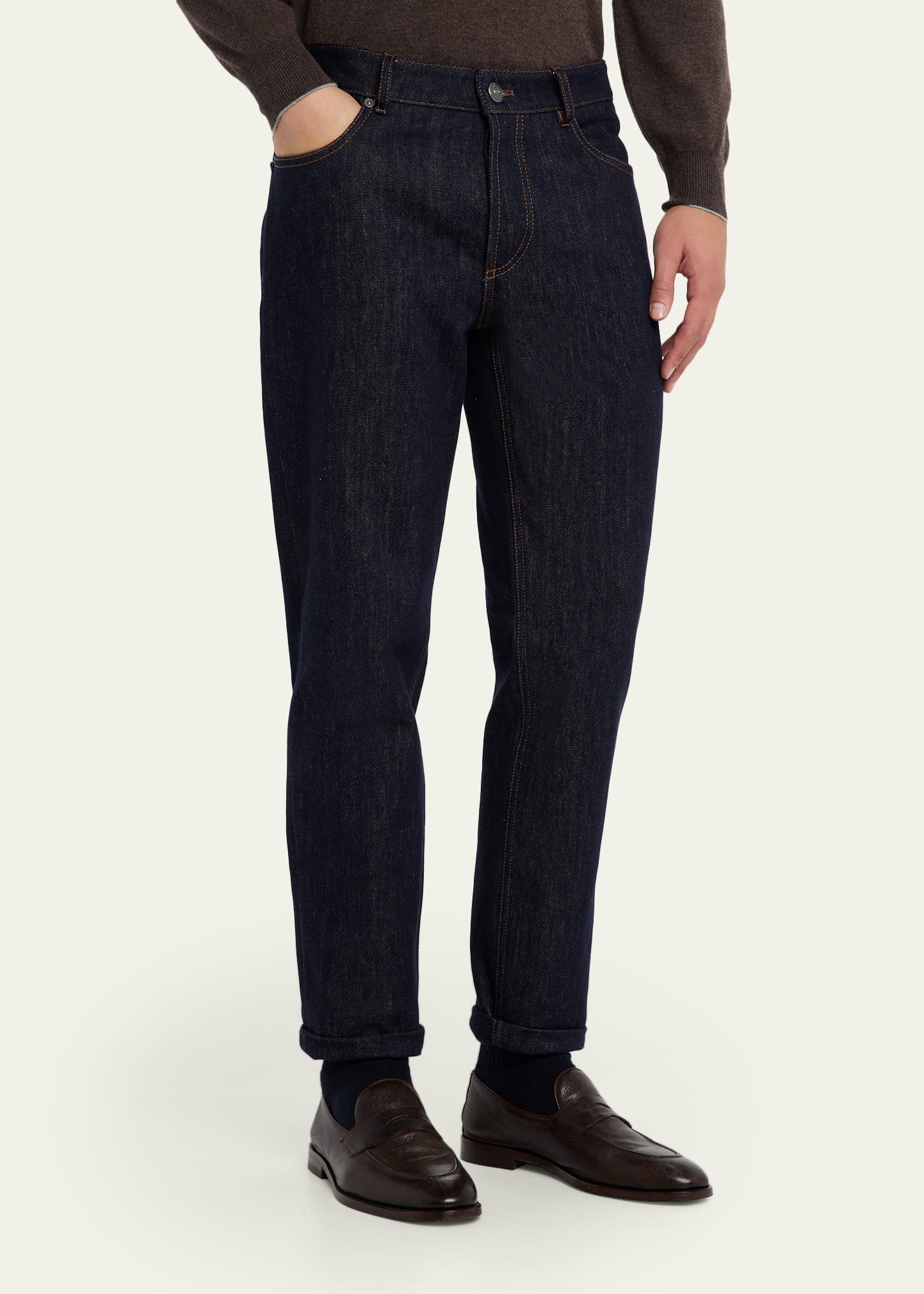 Brunello Cucinelli Men's Italian Selvedge Denim Five-Pocket Pants