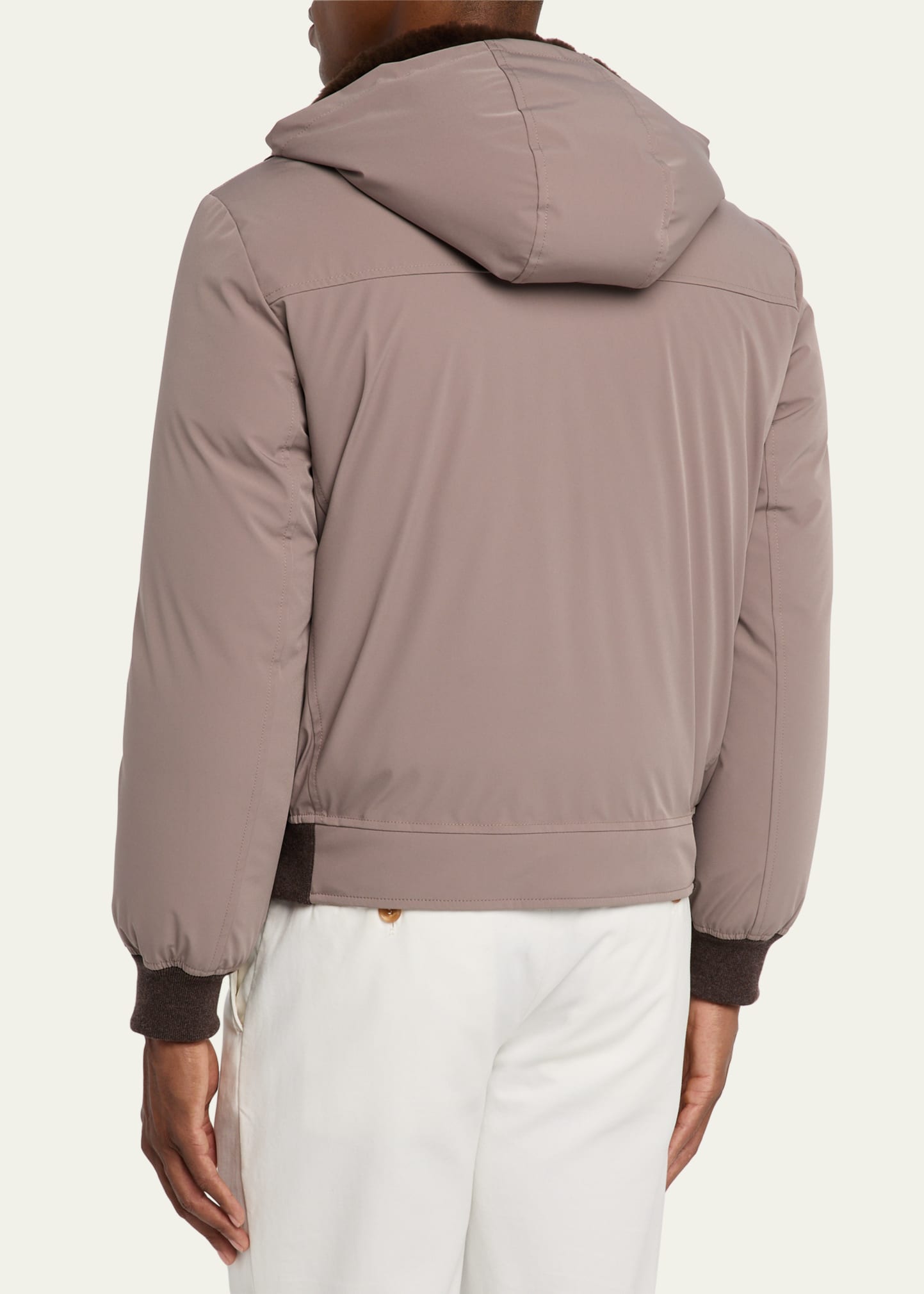 Brunello Cucinelli Men's Full-Zip Nylon and Shearling Jacket with