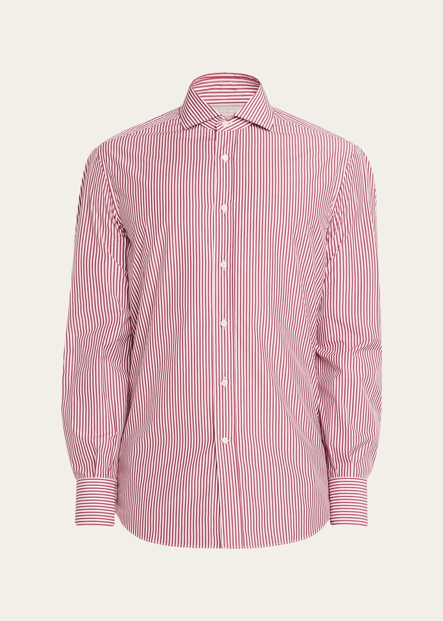 Brunello Cucinelli Men's Narrow Striped Long-Sleeve Shirt