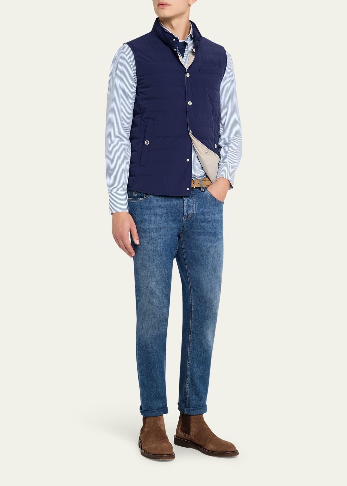 Brunello Cucinelli Men's Quilted Nylon Snap-Front Vest - Bergdorf