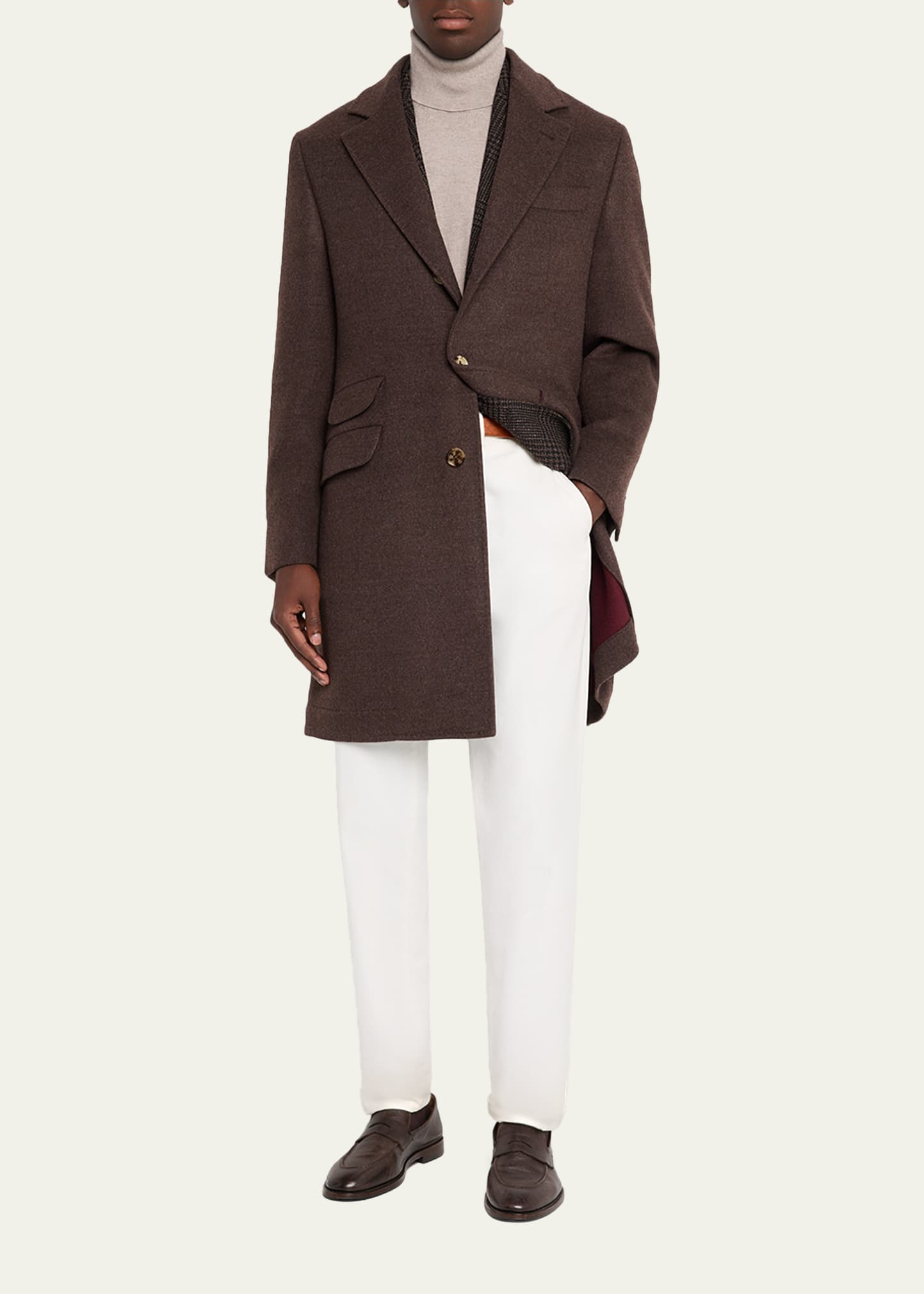 Brunello Cucinelli Men's Traditional-Fit Wool Overcoat - Bergdorf