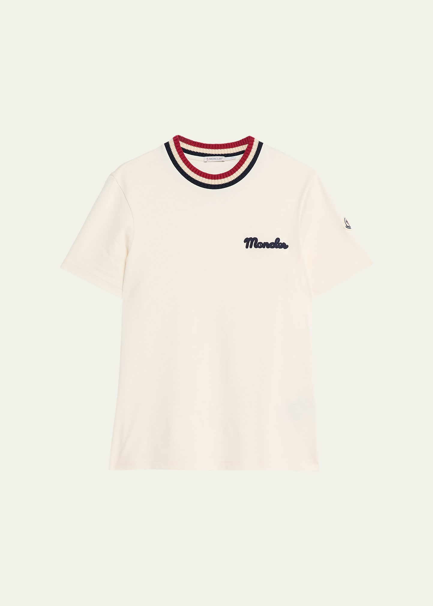 Moncler Men's Jersey Stripe-Ribbed Crewneck T-Shirt - Bergdorf Goodman