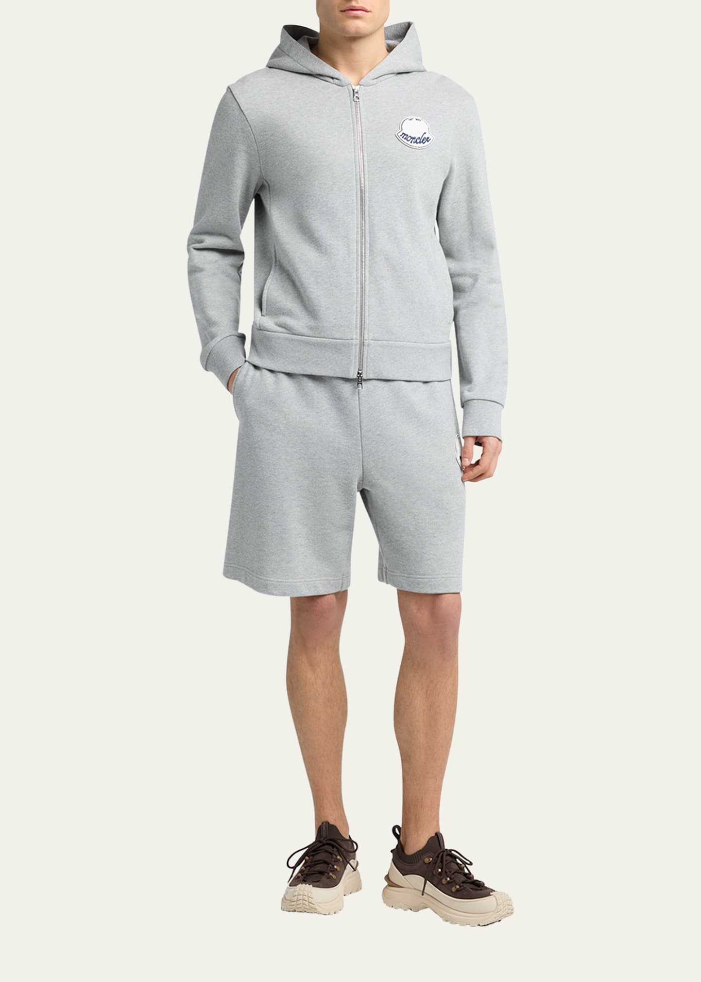 Moncler Men's Chenille-Logo Full-Zip Hoodie - Bergdorf Goodman