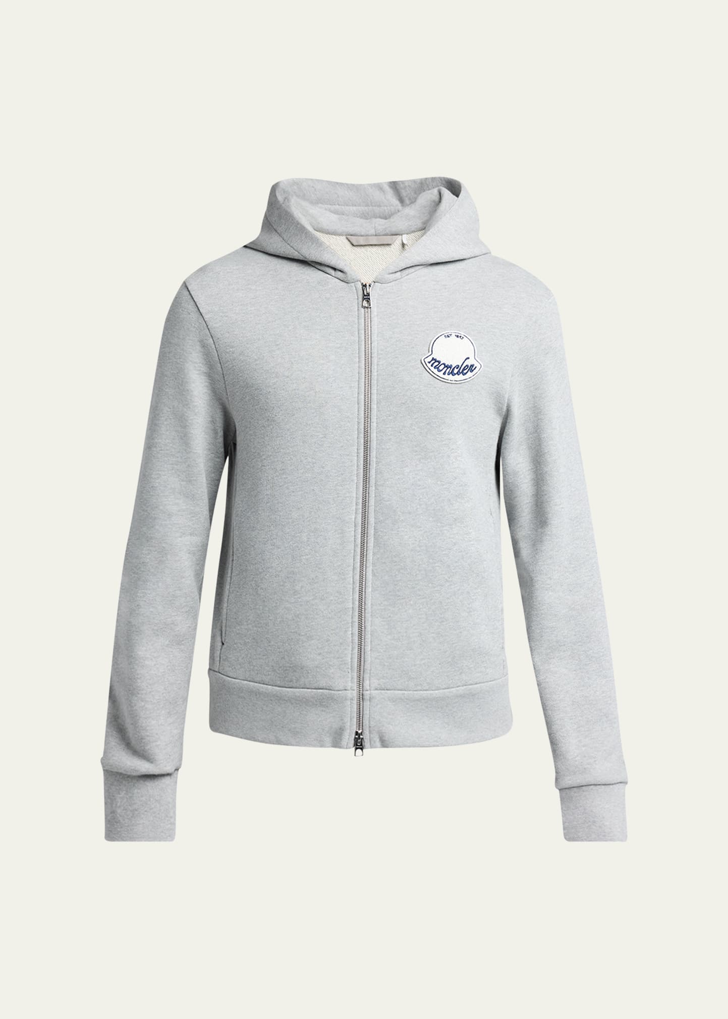 Moncler Men's Chenille-Logo Full-Zip Hoodie - Bergdorf Goodman