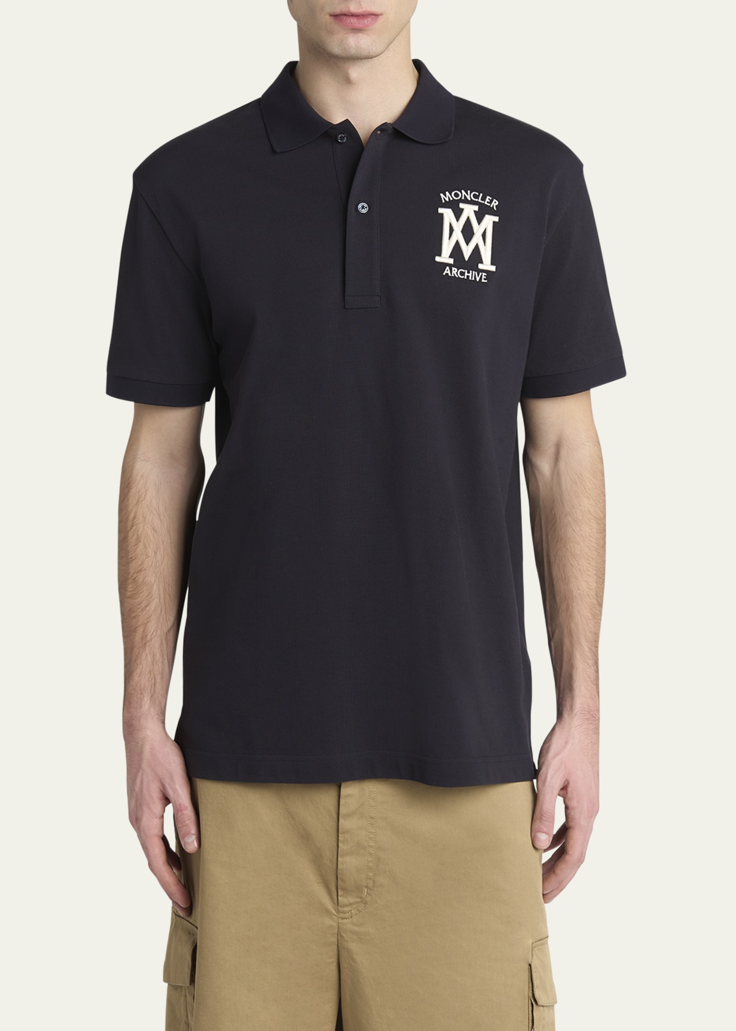 Moncler Men's Cotton Archive Logo Polo Shirt - Bergdorf Goodman