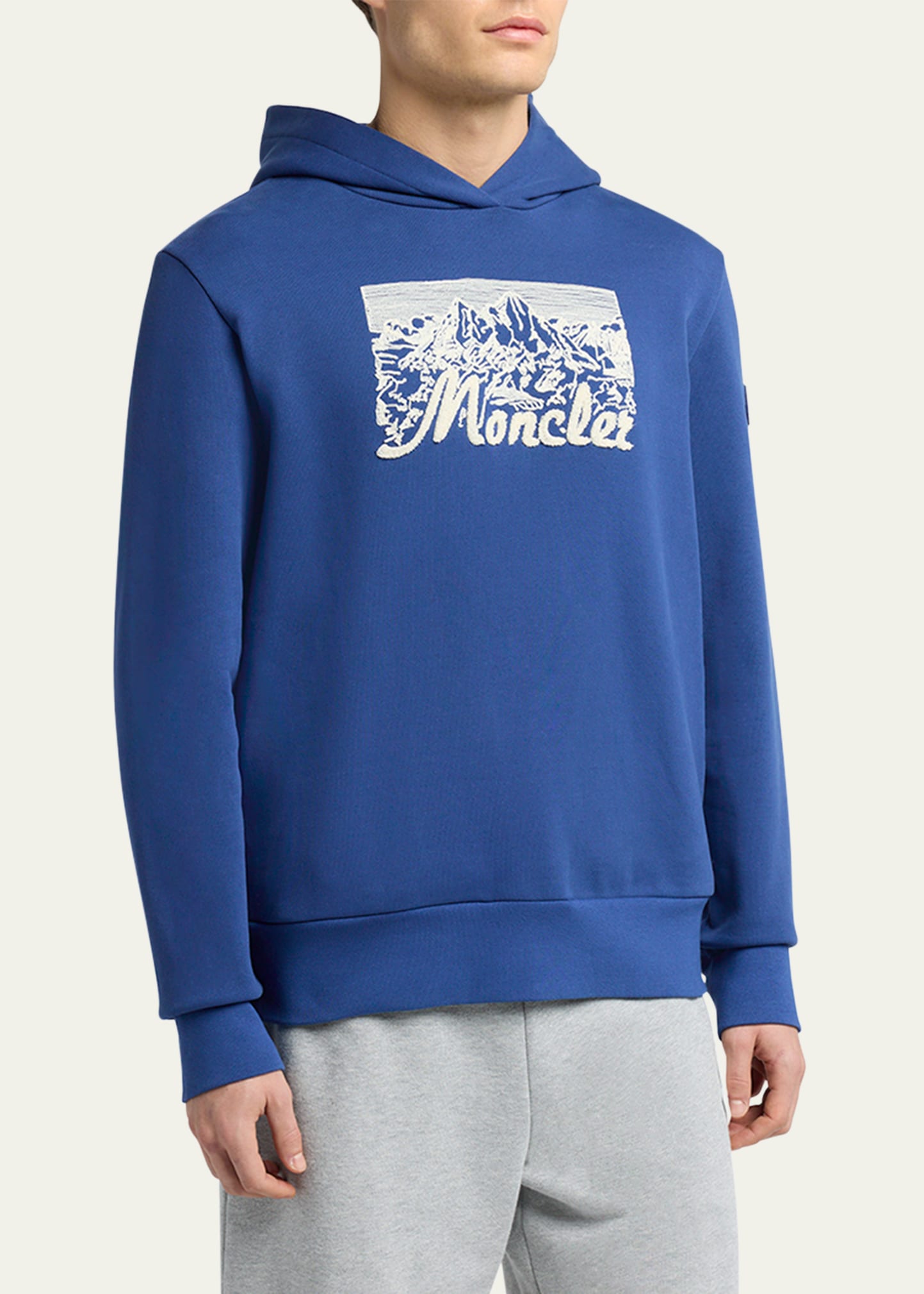 Moncler Men's Chenille Mountain Logo Hoodie - Bergdorf Goodman