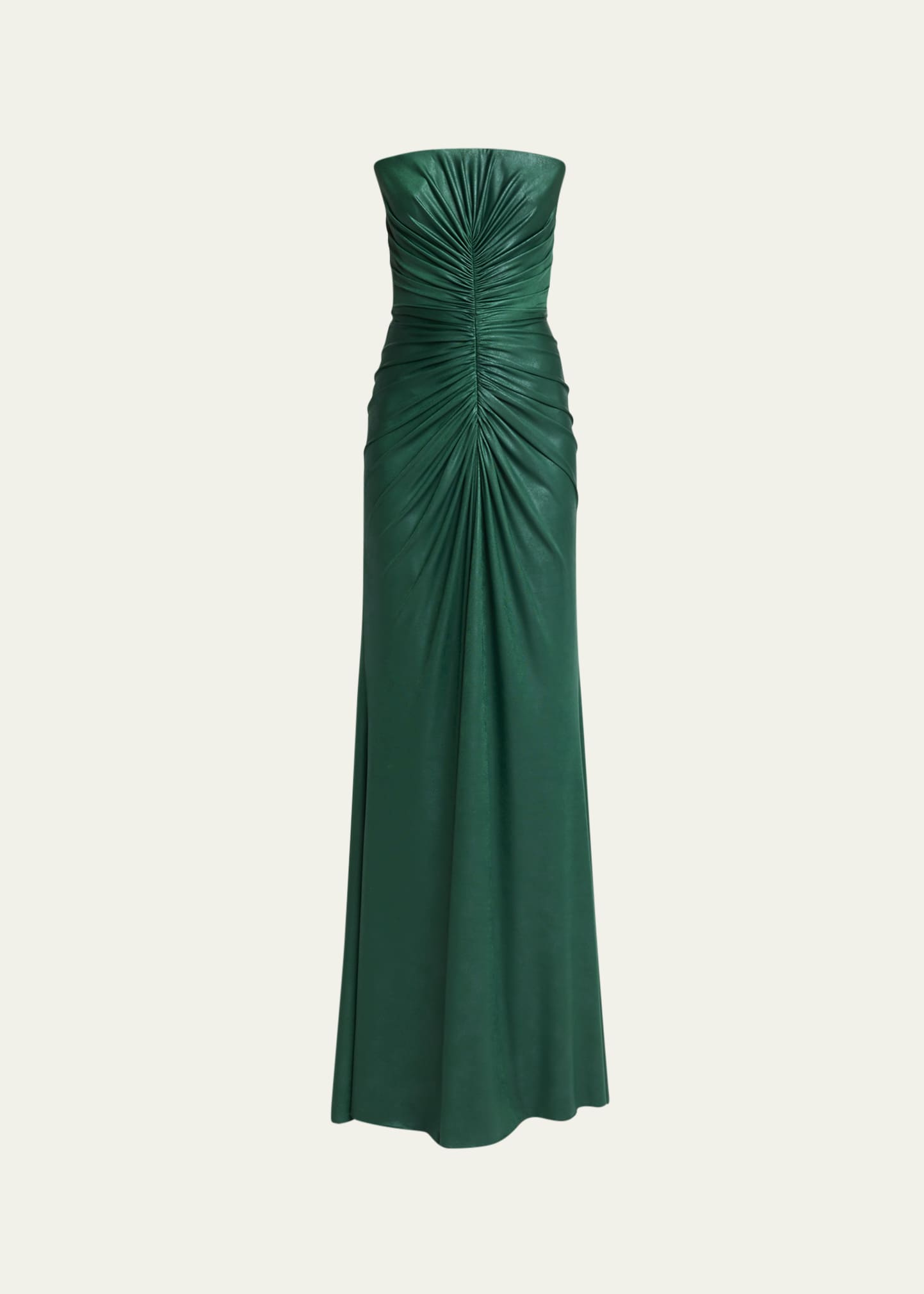 Elie Saab Strapless Ruched Coated Jersey Gown - Bergdorf Goodman