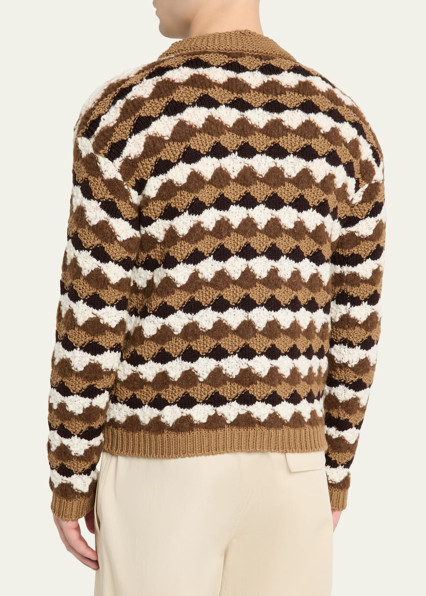 Moncler Grenoble Men's Geometric Jacquard Wool-Blend Crewneck