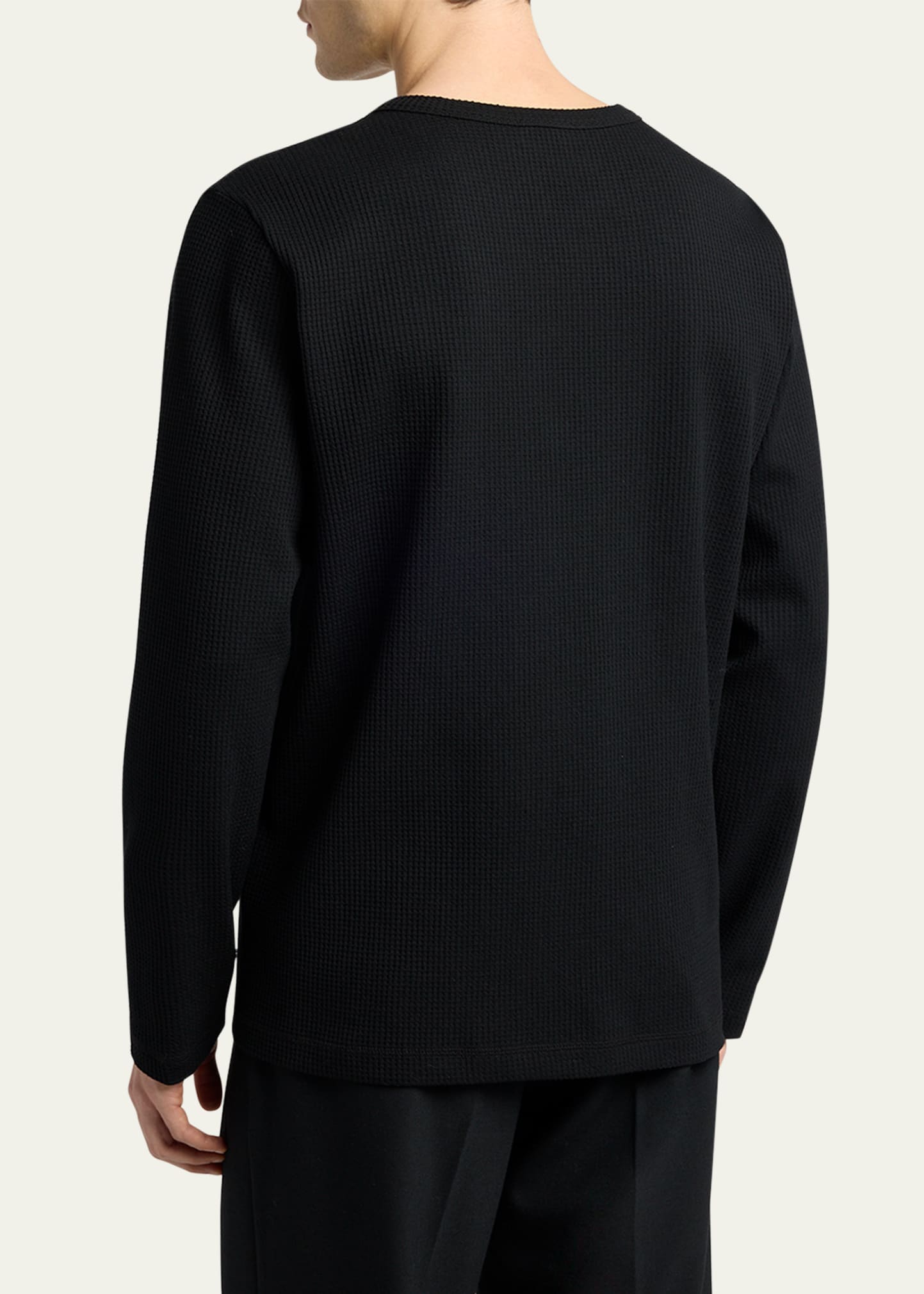 Moncler Men's Waffle Knit Long-Sleeve Henley T-Shirt - Bergdorf